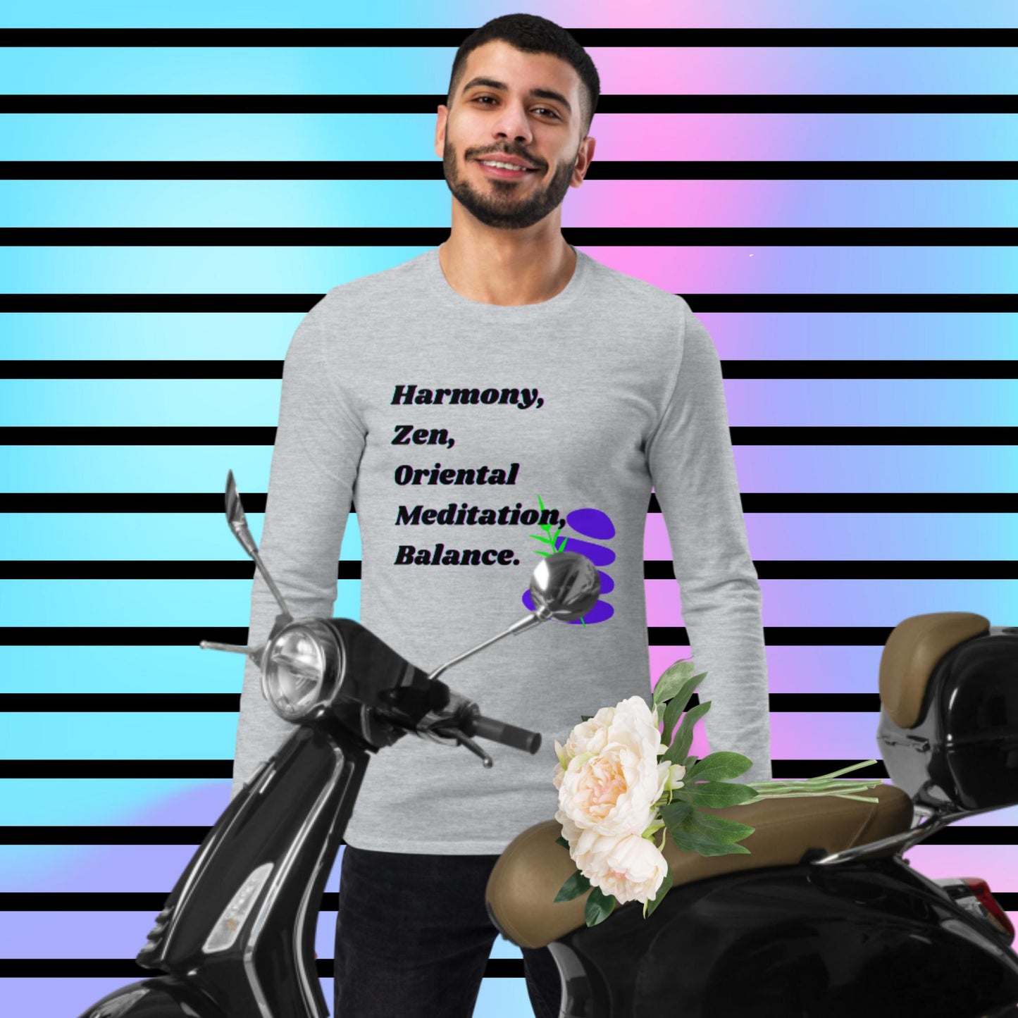 Harmony, Zen, Oriental meditation, Balance, Unisex fashion long sleeve shirt