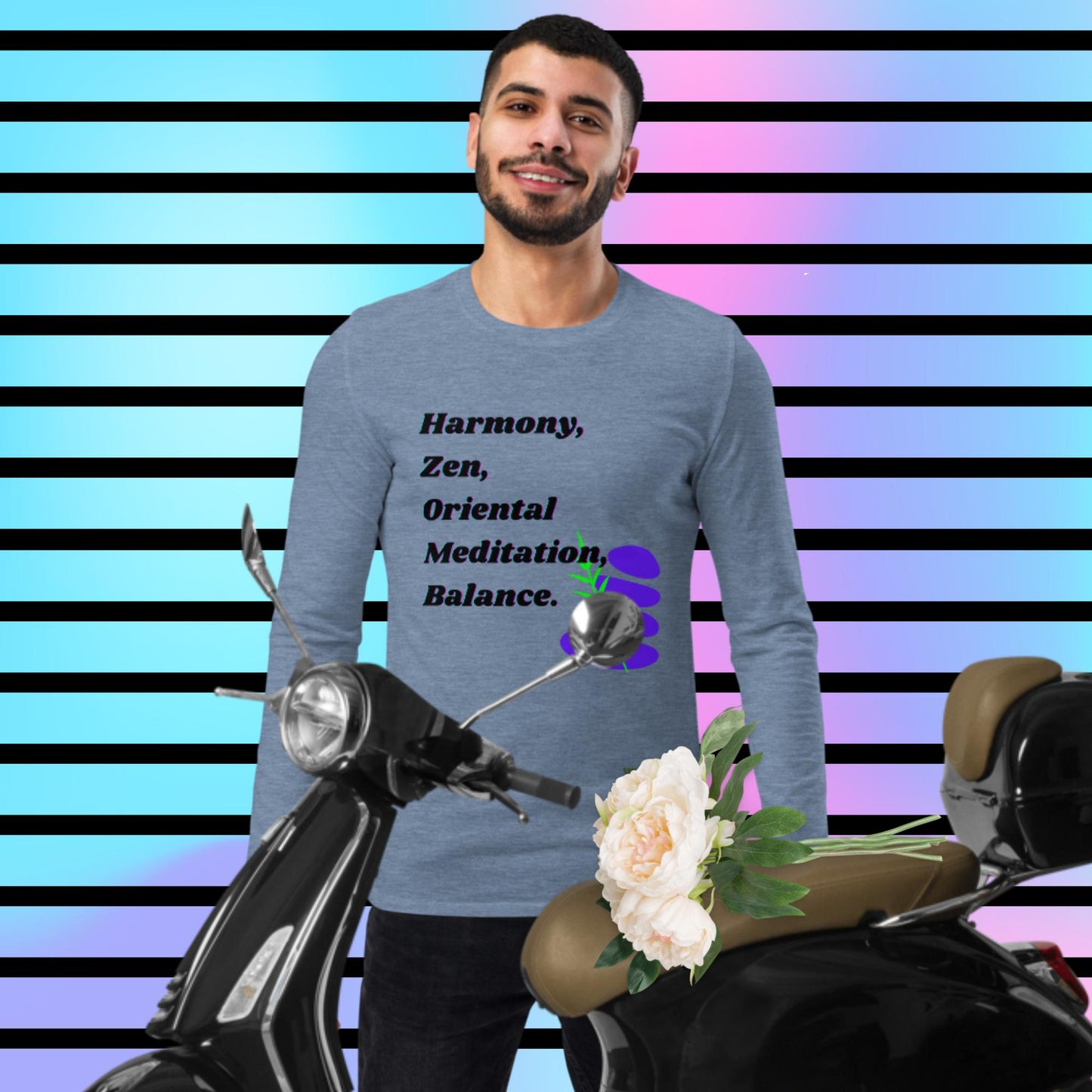 Harmony, Zen, Oriental meditation, Balance, Unisex fashion long sleeve shirt