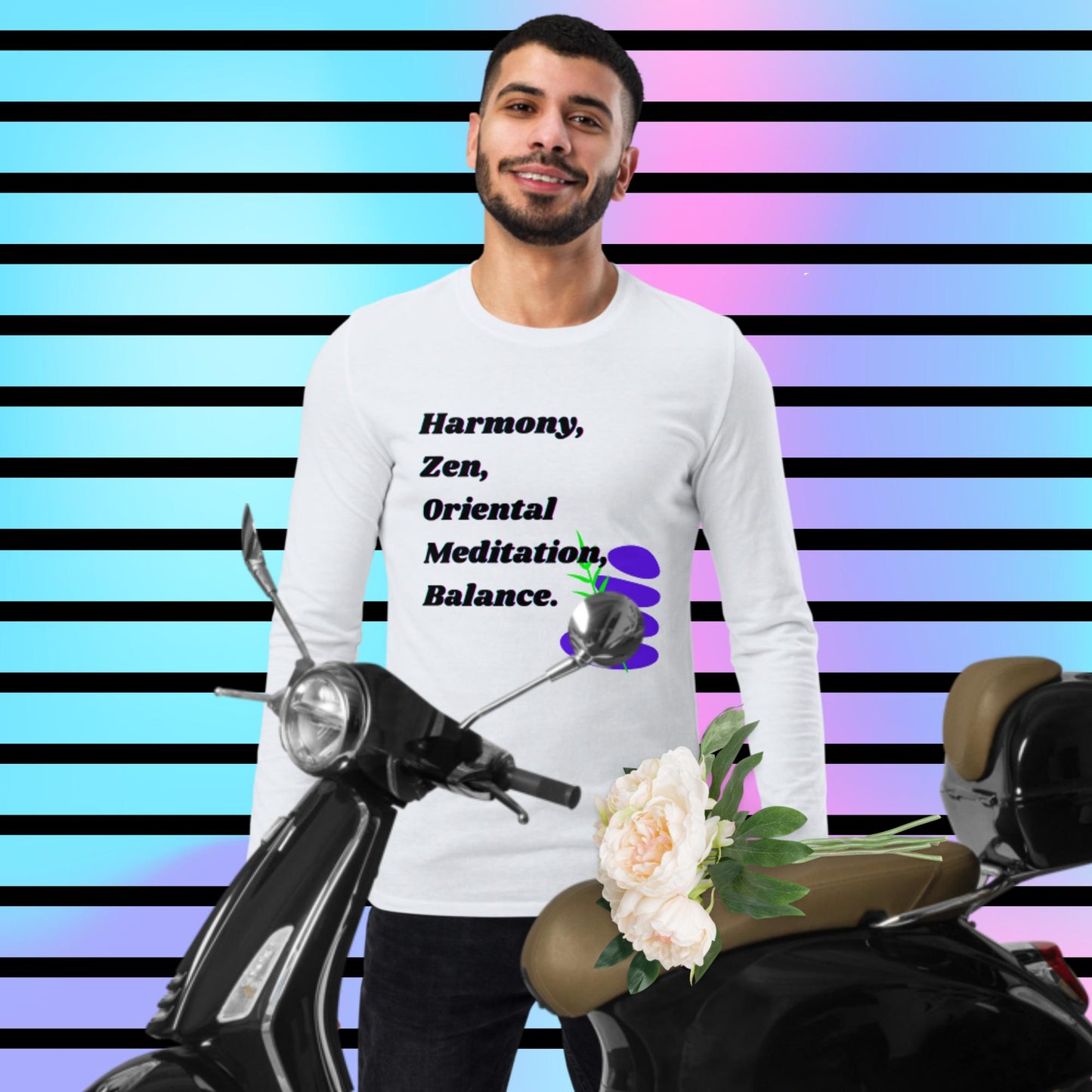 Harmony, Zen, Oriental meditation, Balance, Unisex fashion long sleeve shirt
