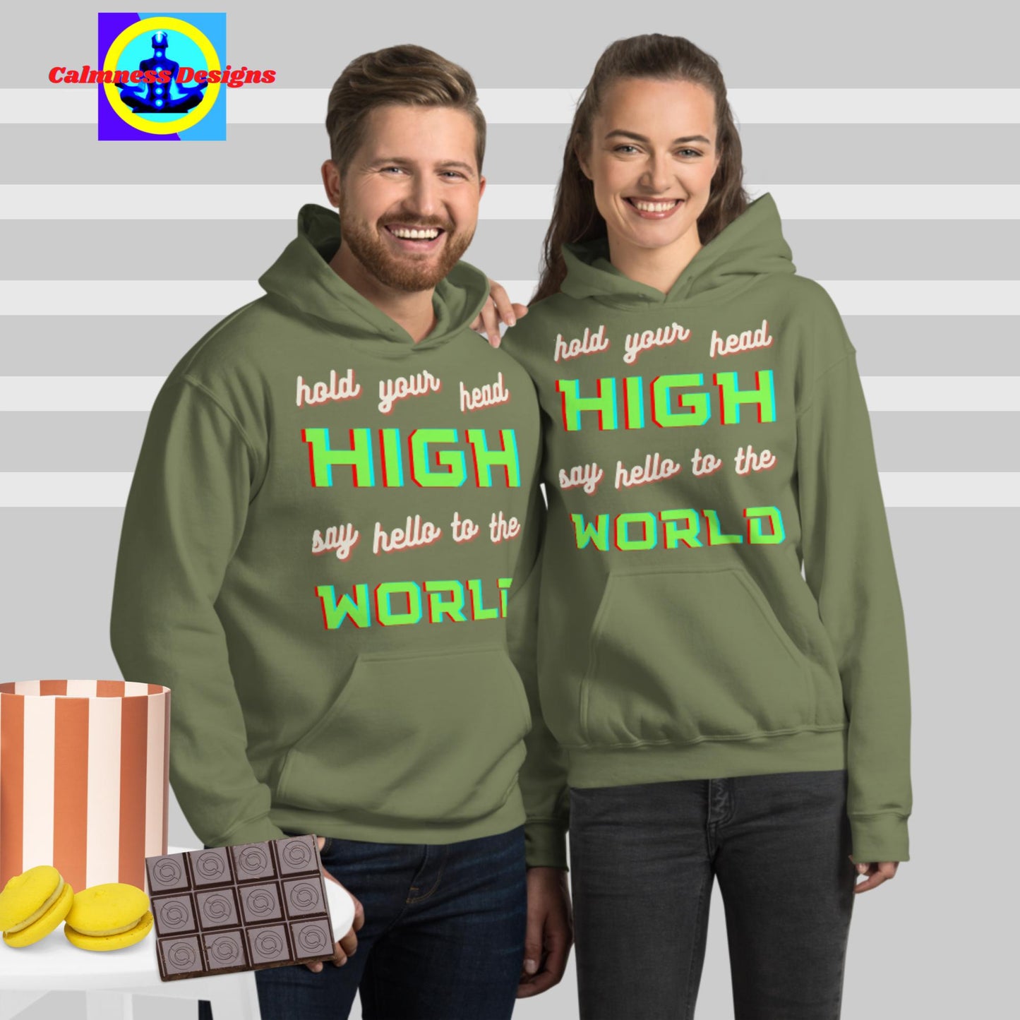 Hold your head HIGH, say hello to the WORLD, Unisex Hoodie