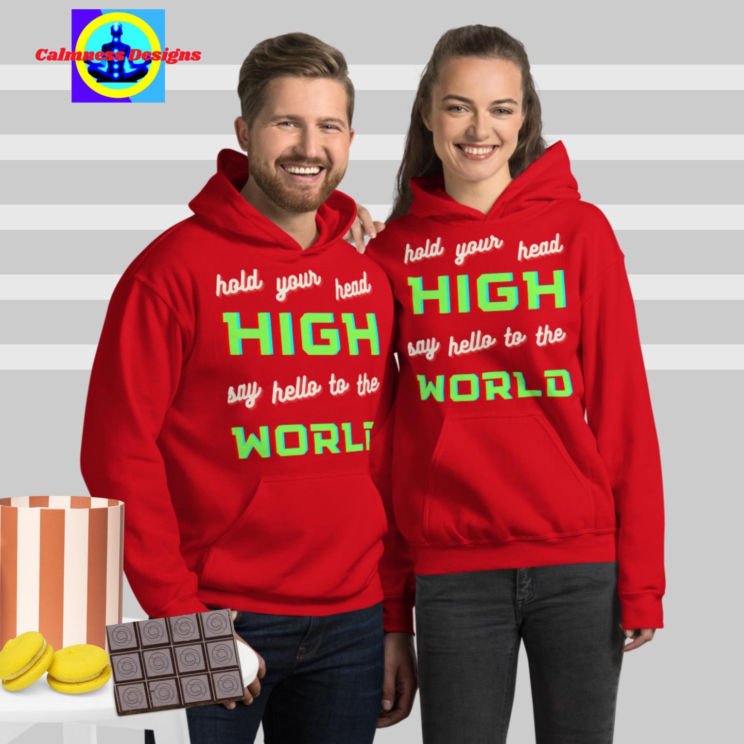 Hold your head HIGH, say hello to the WORLD, Unisex Hoodie
