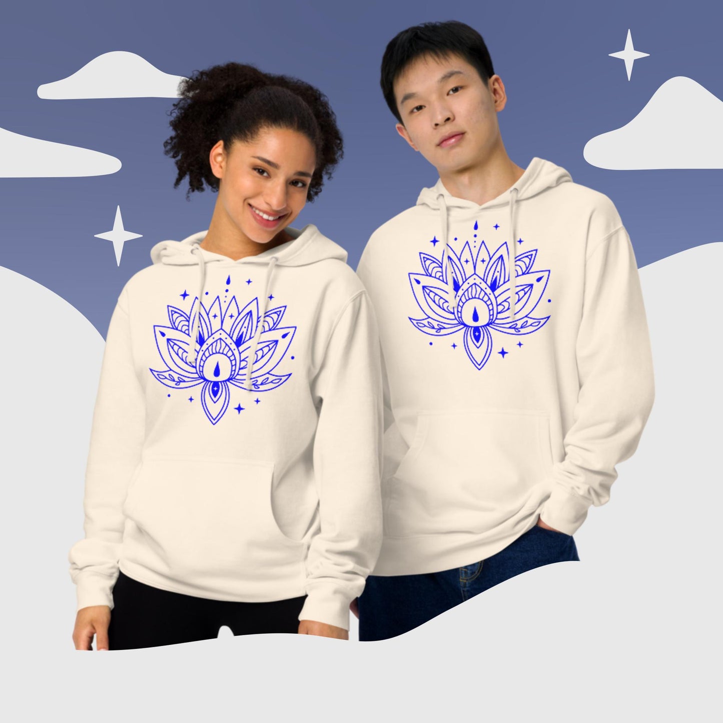 U Lotus FLOWER,, nisex midweight hoodie