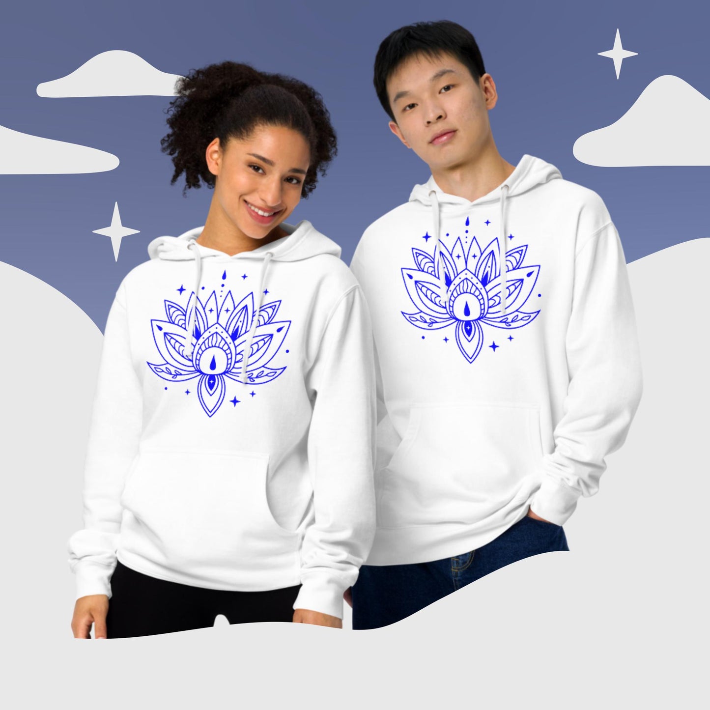 U Lotus FLOWER,, nisex midweight hoodie