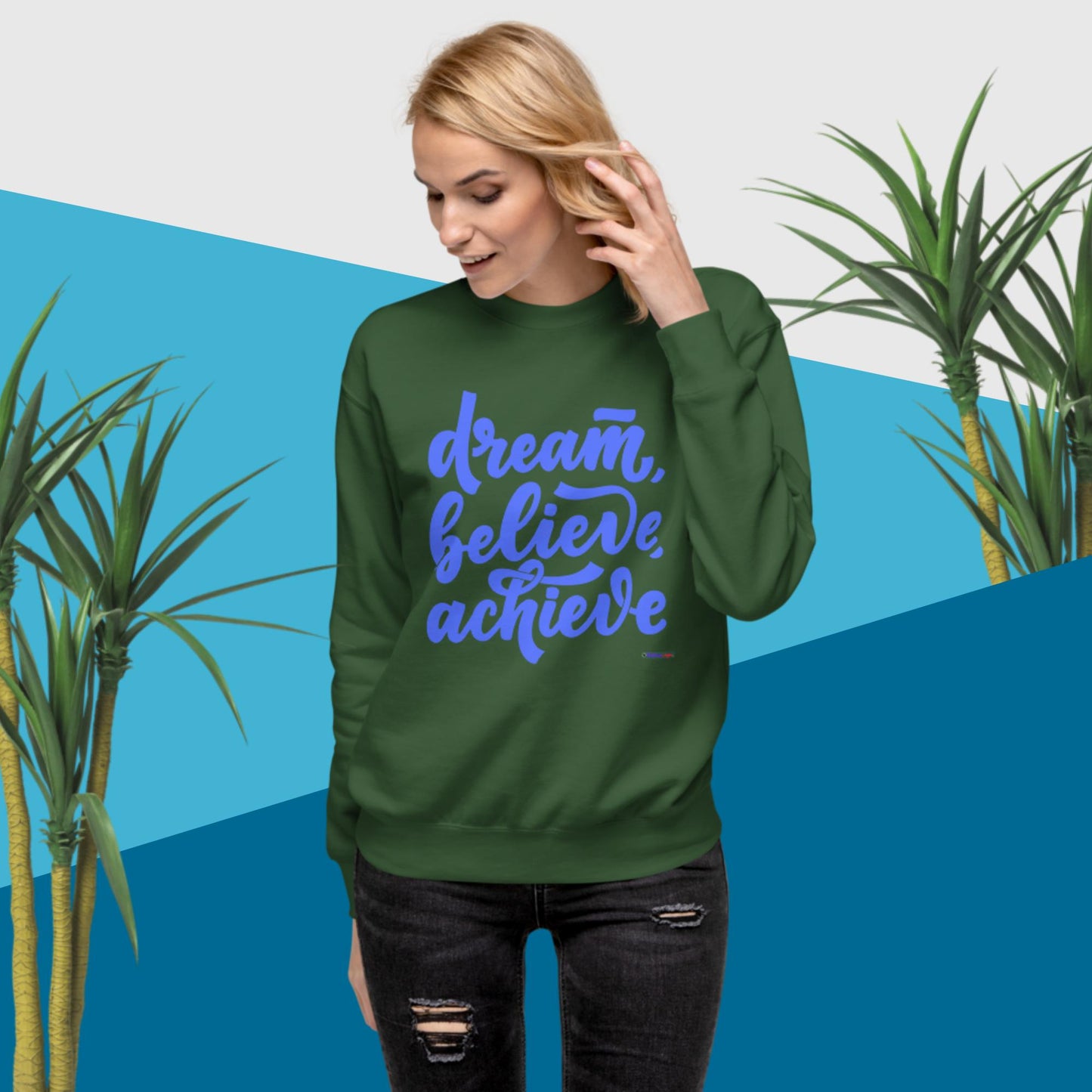 Dream, Believe, Achieve, Unisex Premium Sweatshirt