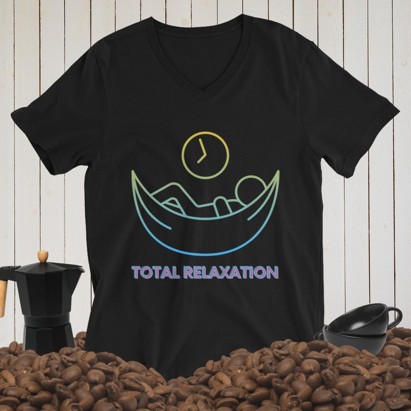 Total Relaxation, Unisex Short Sleeve V-Neck T-Shirt