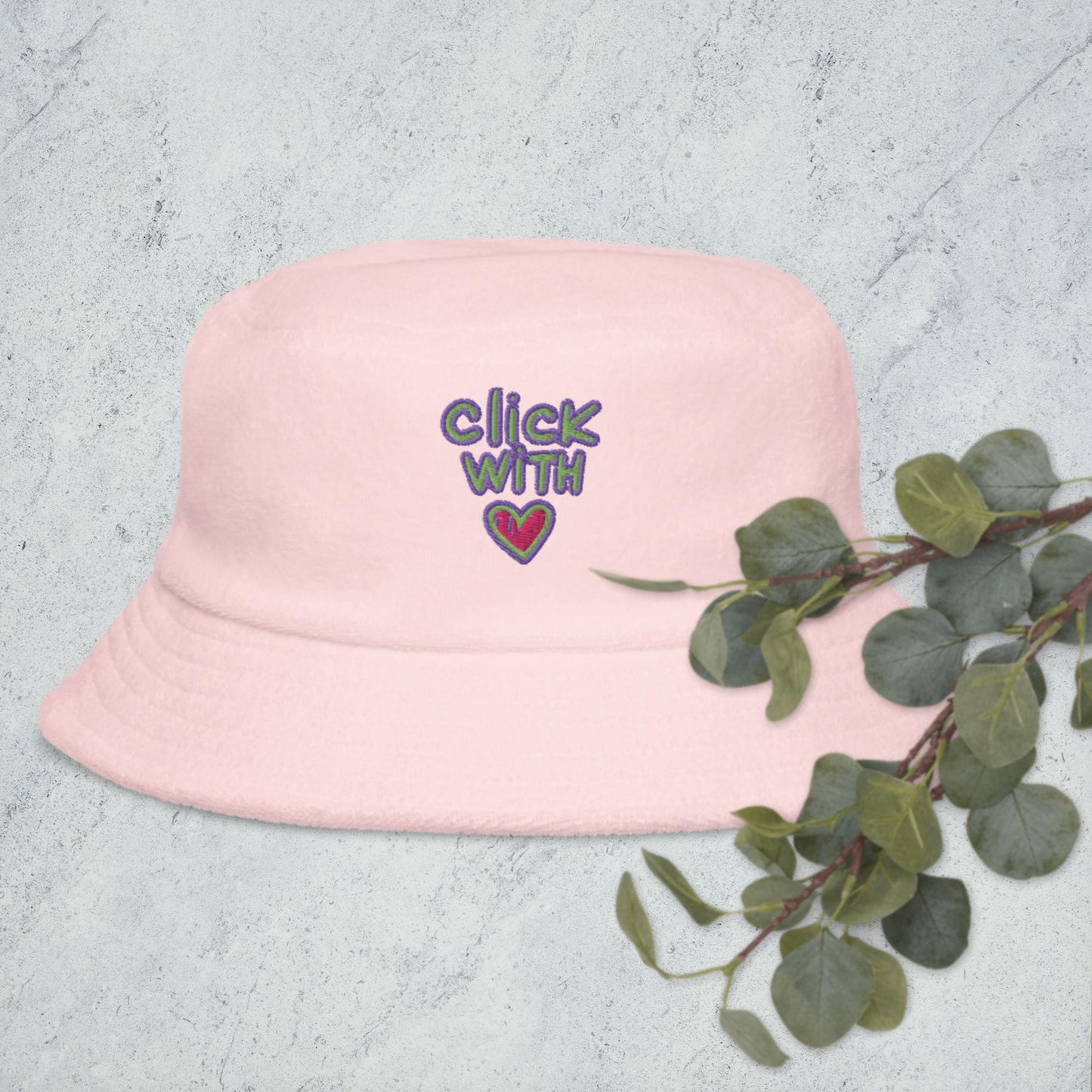 Click With Hearts, Unstructured terry cloth bucket hat
