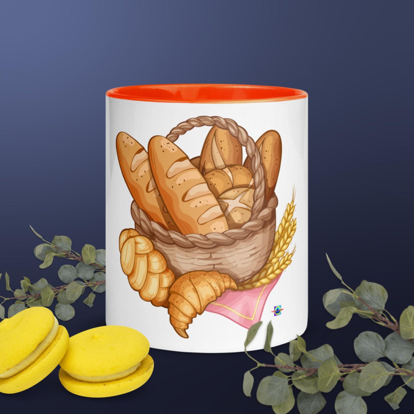 Basket of Bread, Mug with Color Inside