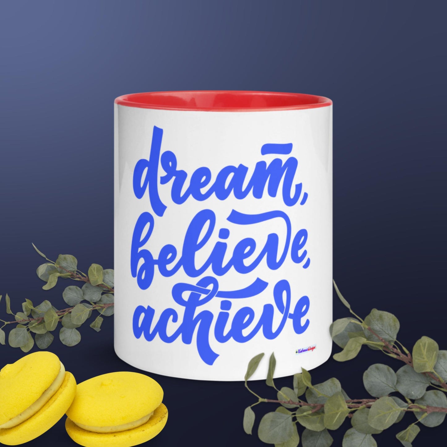 Dream, Believe, Achieve, Mug with Color Inside