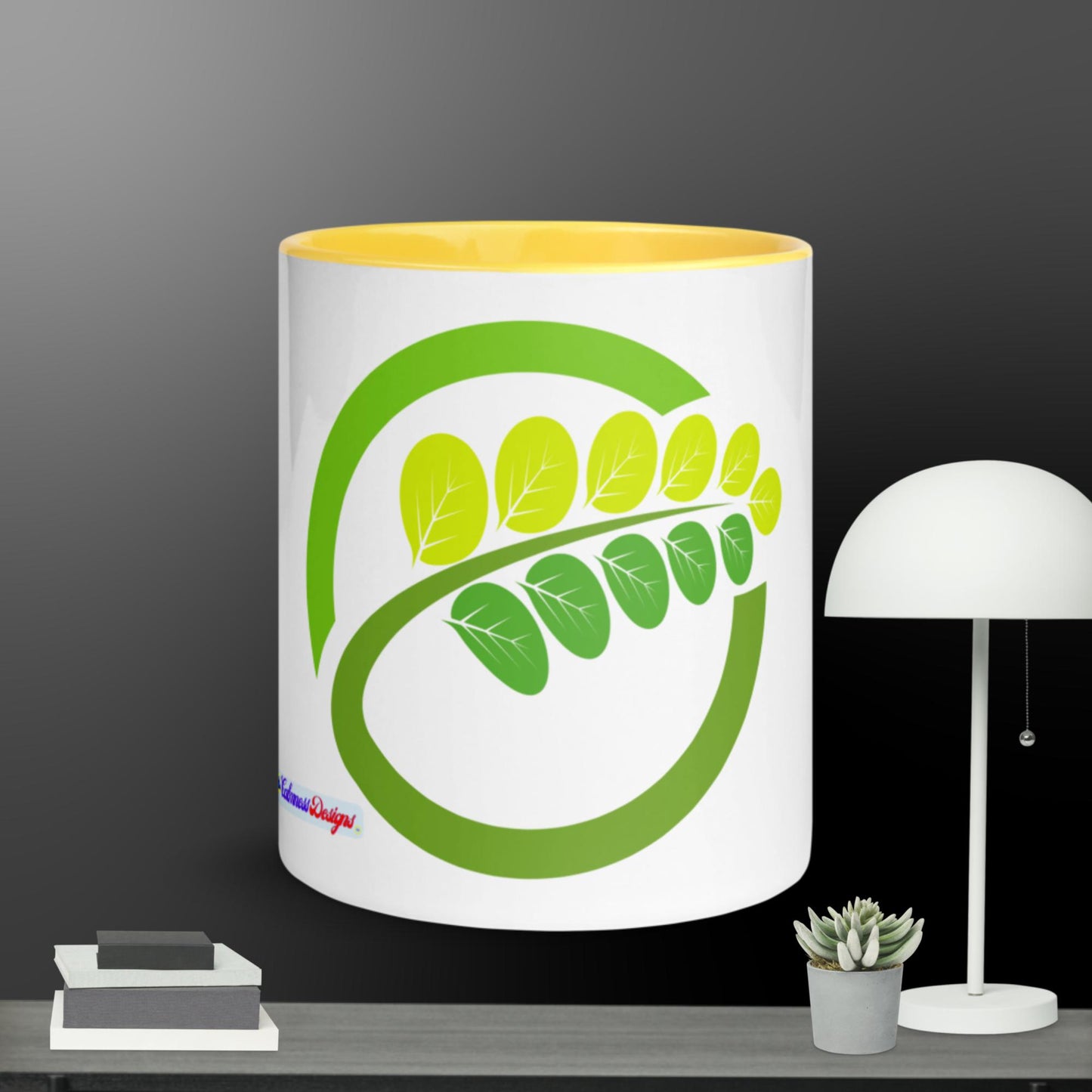 Moringa Leaf Logo, Symbol Nature, Mug with Color Inside