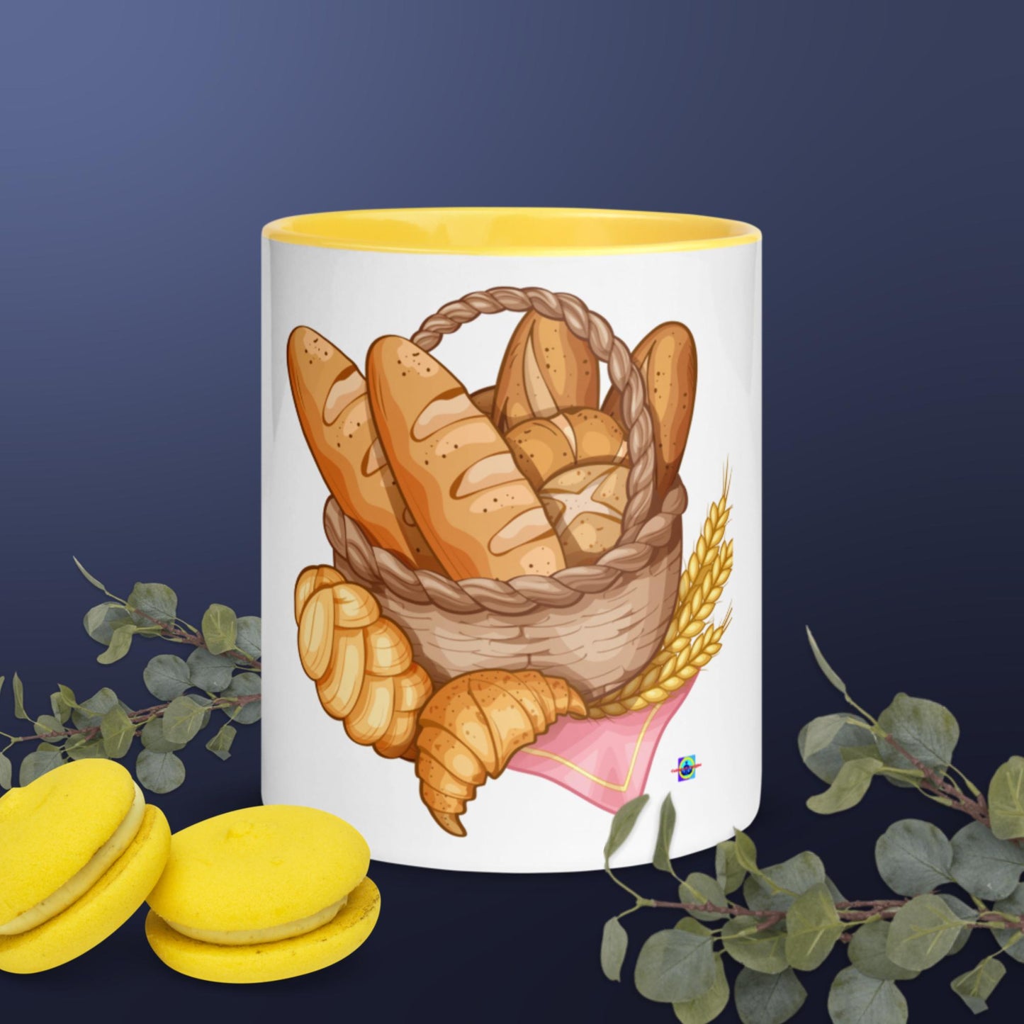 Basket of Bread, Mug with Color Inside