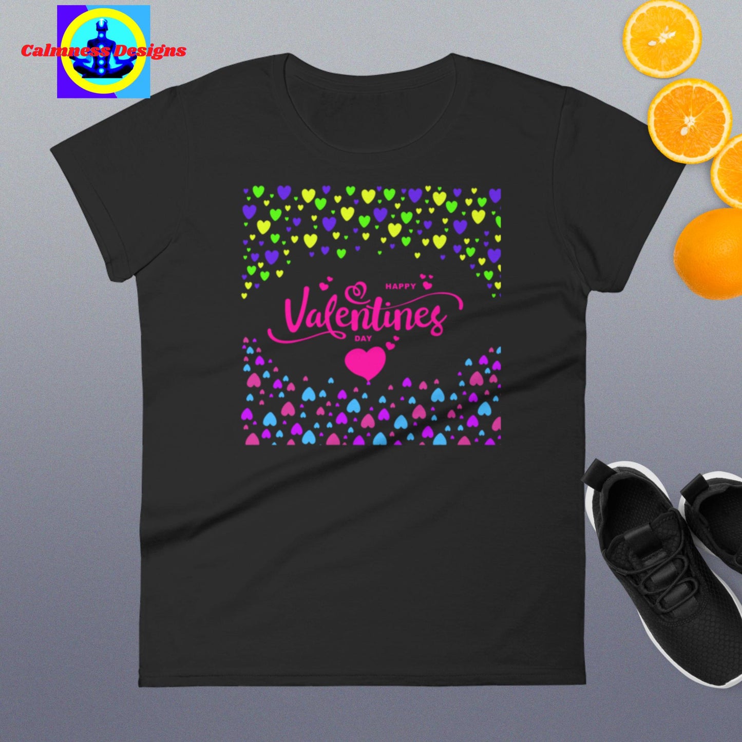 Happy Valentines Day, Hearts, Women's short sleeve t-shirt