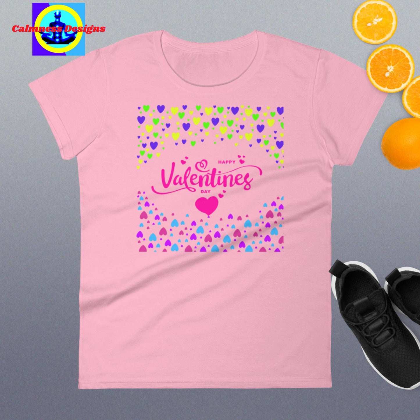 Happy Valentines Day, Hearts, Women's short sleeve t-shirt