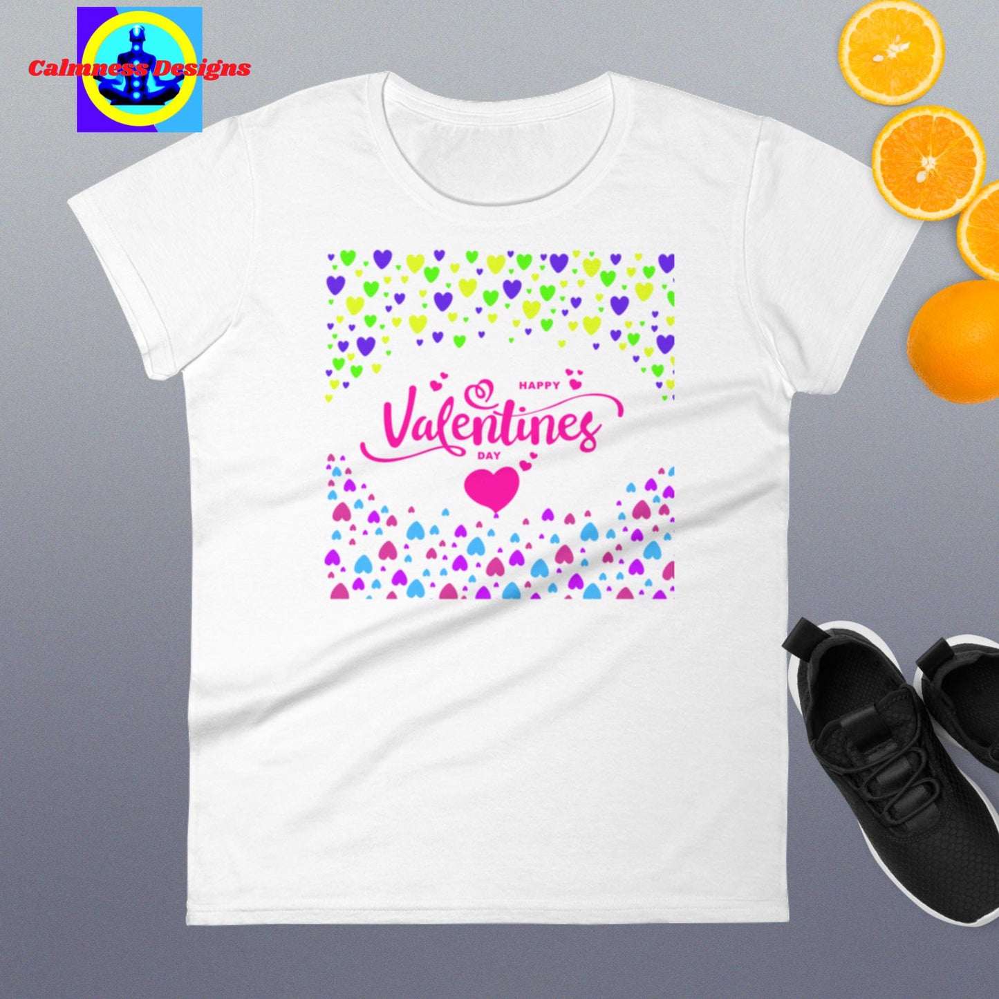 Happy Valentines Day, Hearts, Women's short sleeve t-shirt