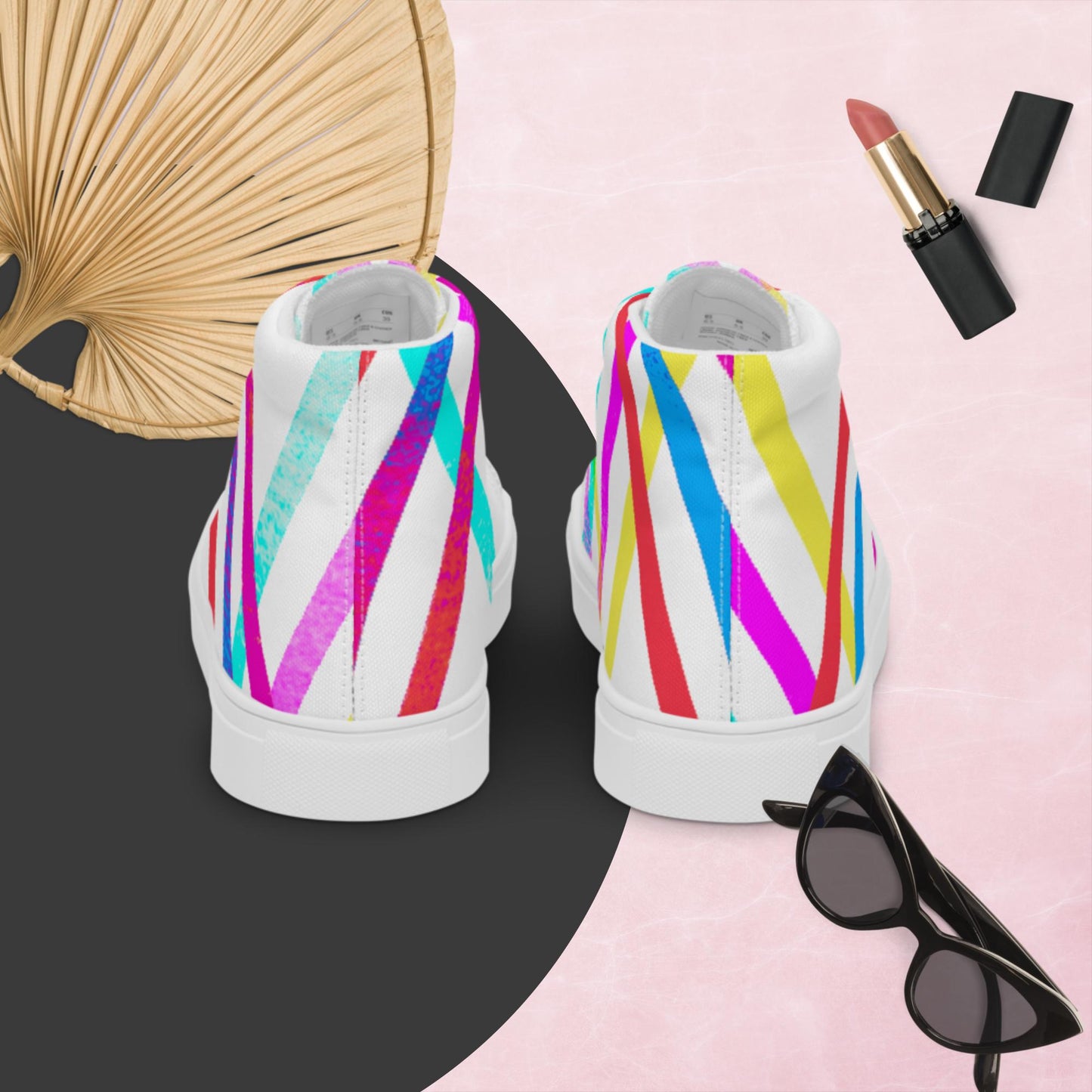 Designs Colorful, Parallels Lines, Women’s high top canvas shoes
