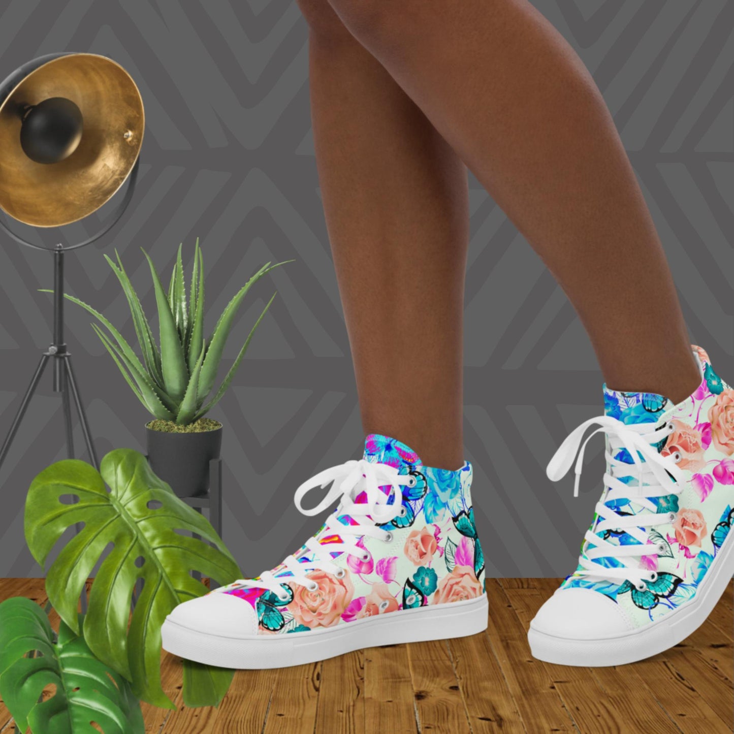 Bunches Of Roses, Women’s high top canvas shoes