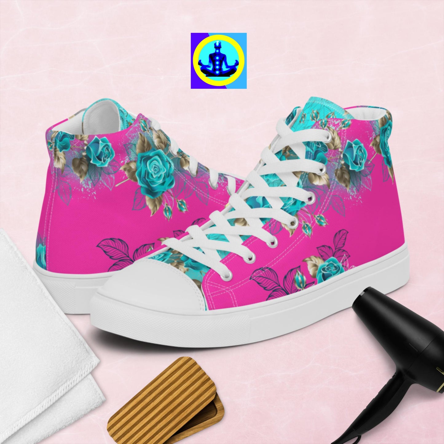 Heart With Roses An Silk Lace, Women’s high top canvas shoes
