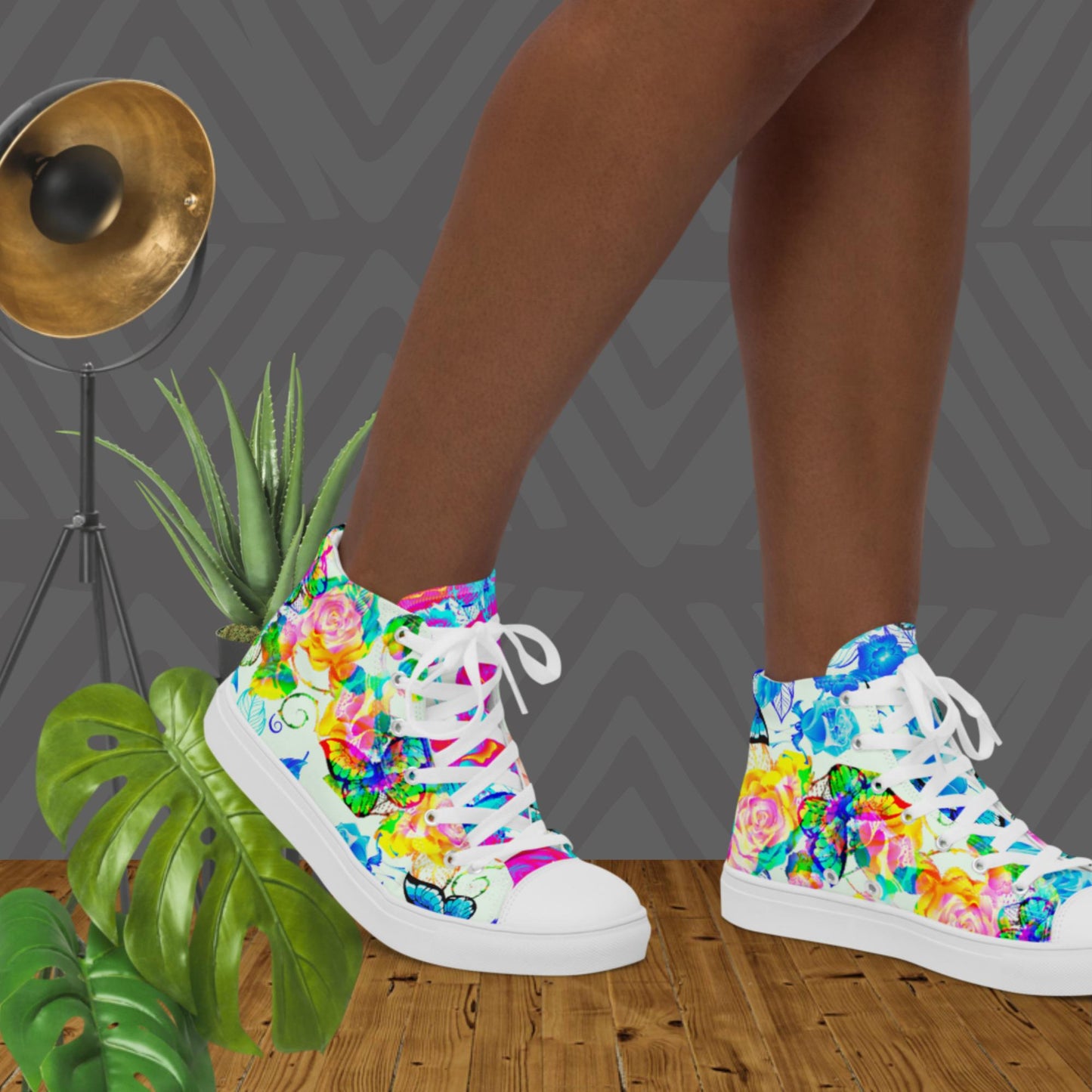 Bunches Of Roses, Women’s high top canvas shoes