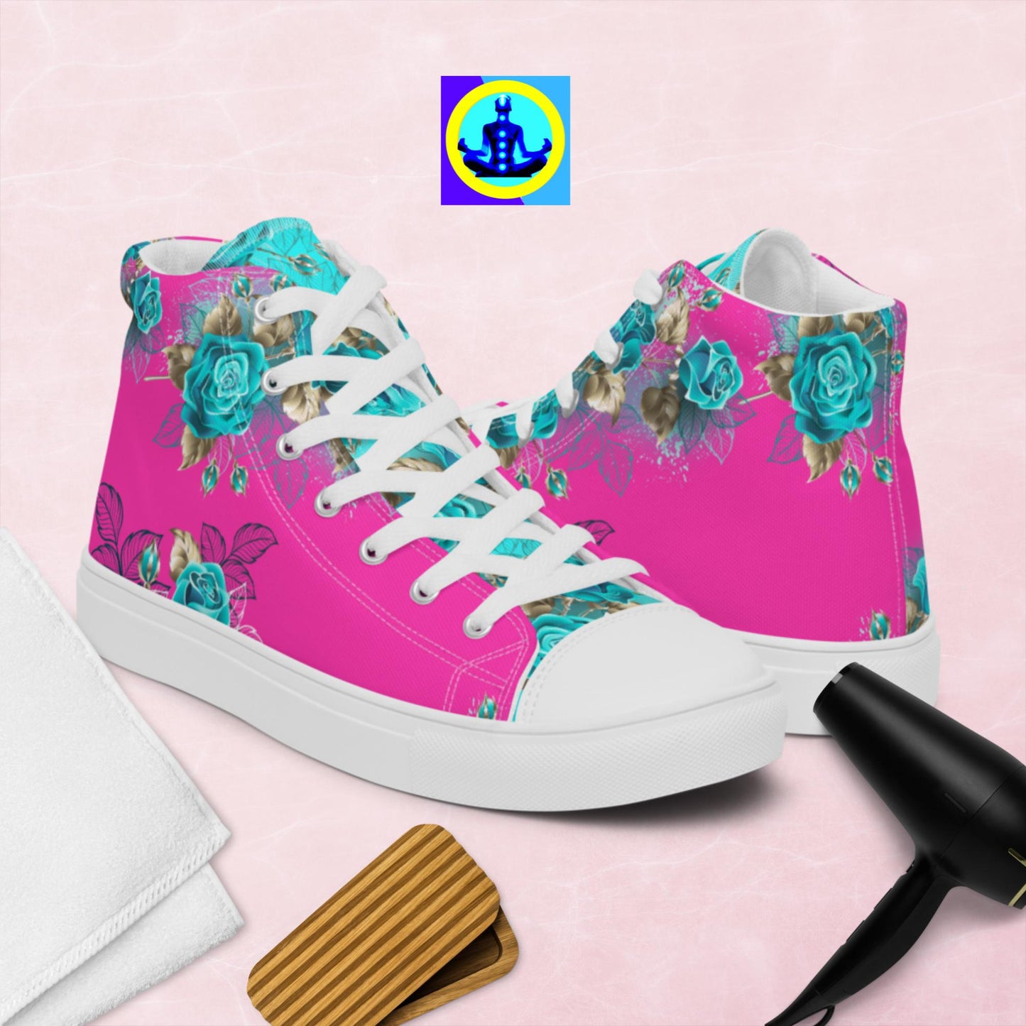 Heart With Roses An Silk Lace, Women’s high top canvas shoes