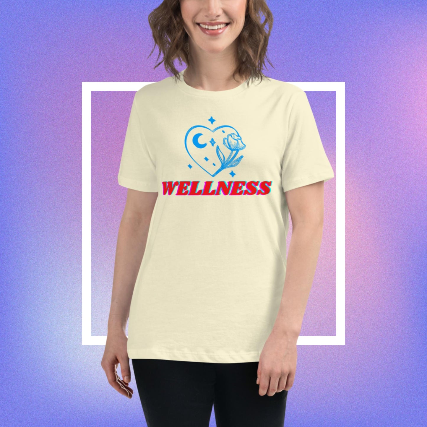 Wellness, Moon-Stars, Rose's, Women's Relaxed T-Shirt