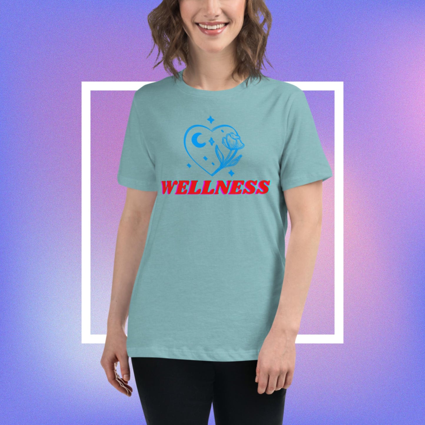 Wellness, Moon-Stars, Rose's, Women's Relaxed T-Shirt