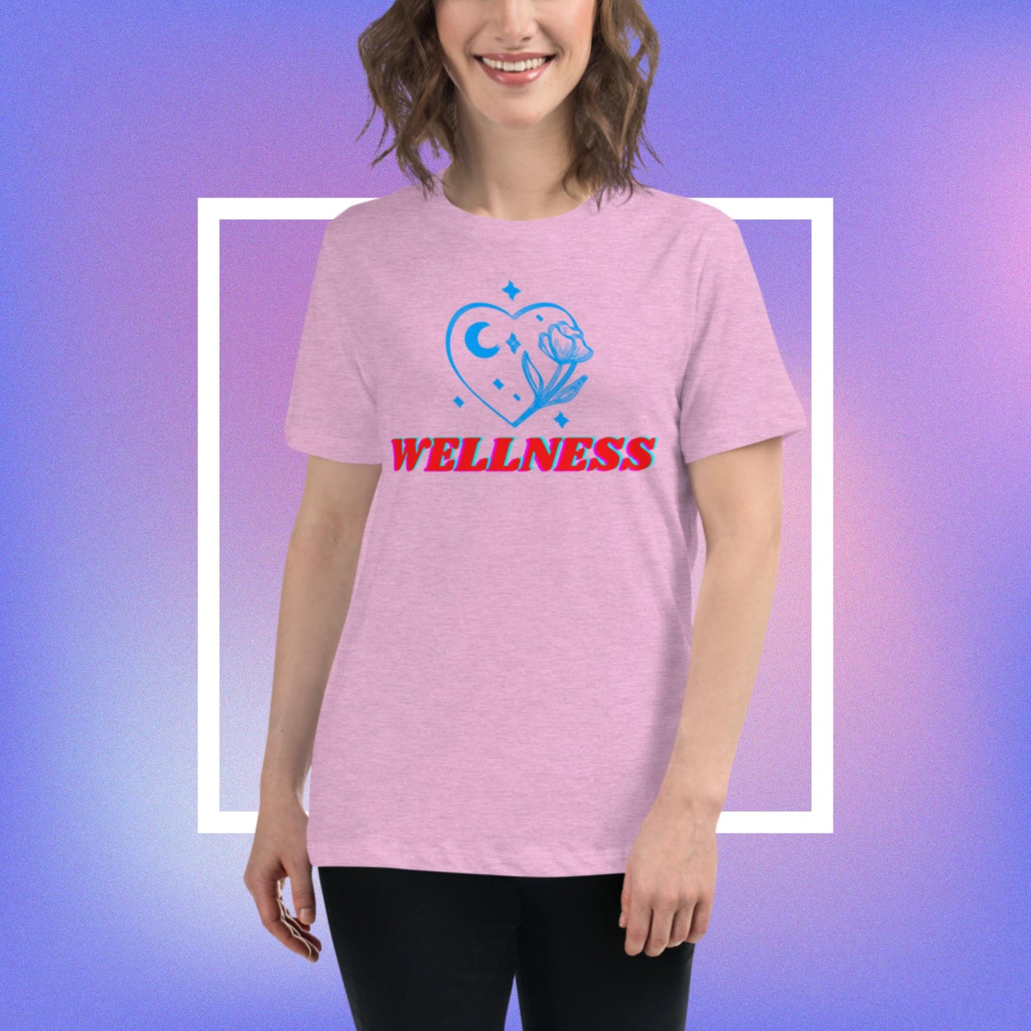 Wellness, Moon-Stars, Rose's, Women's Relaxed T-Shirt