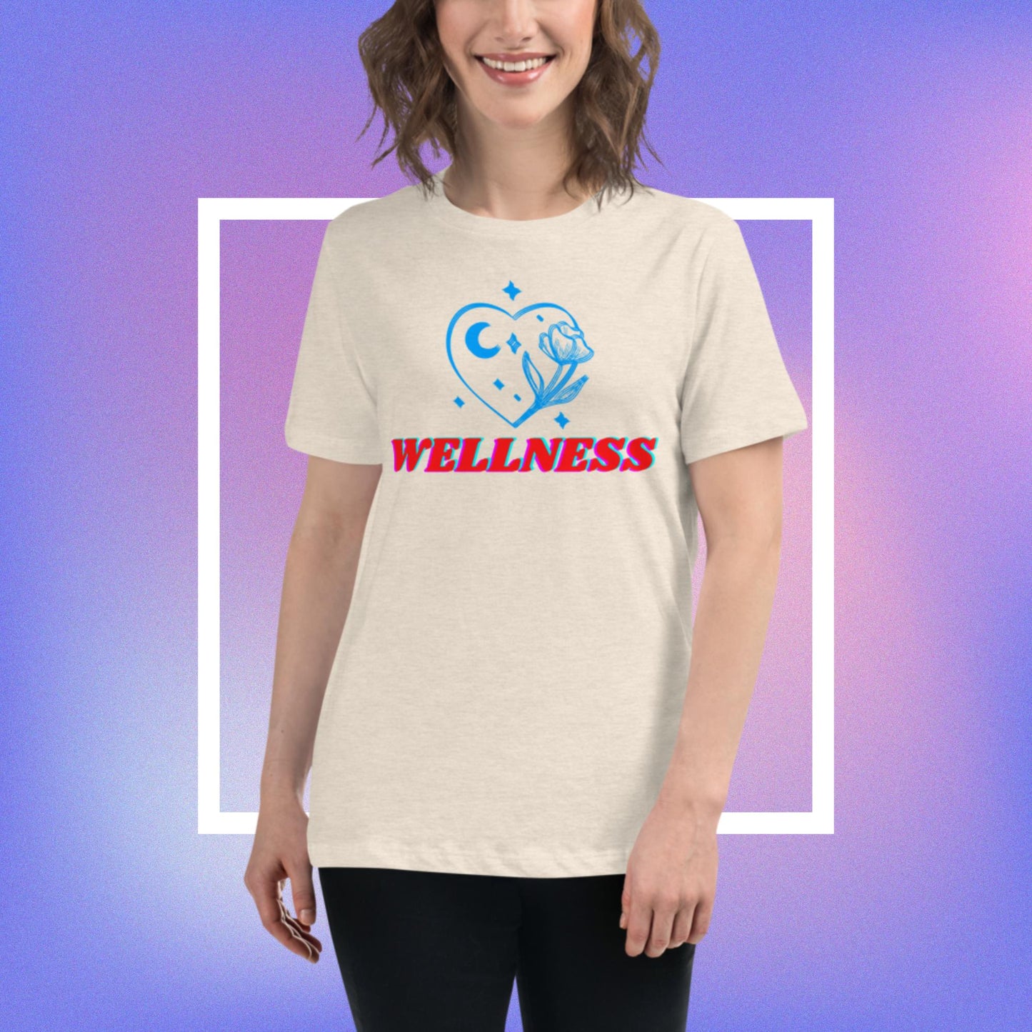 Wellness, Moon-Stars, Rose's, Women's Relaxed T-Shirt