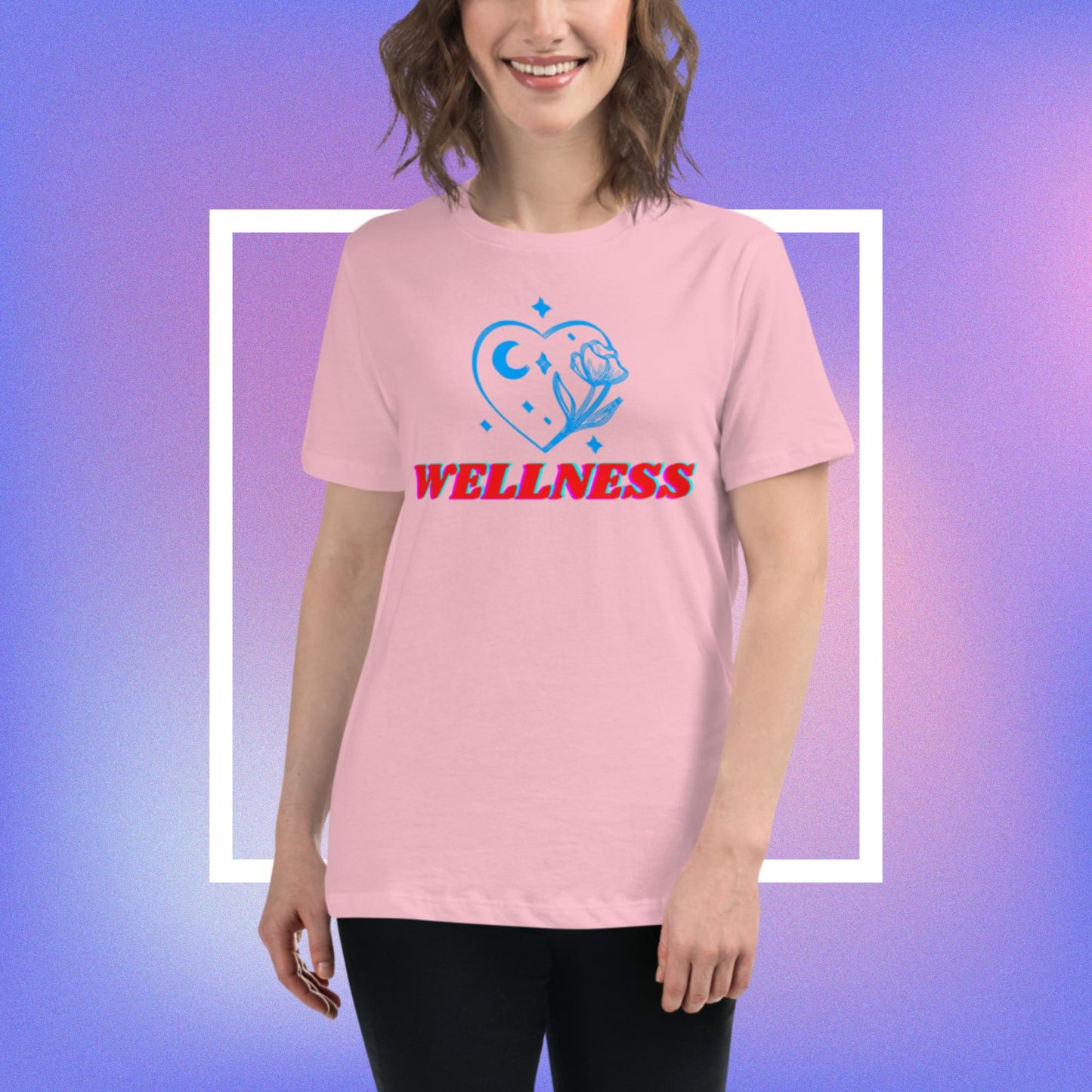 Wellness, Moon-Stars, Rose's, Women's Relaxed T-Shirt