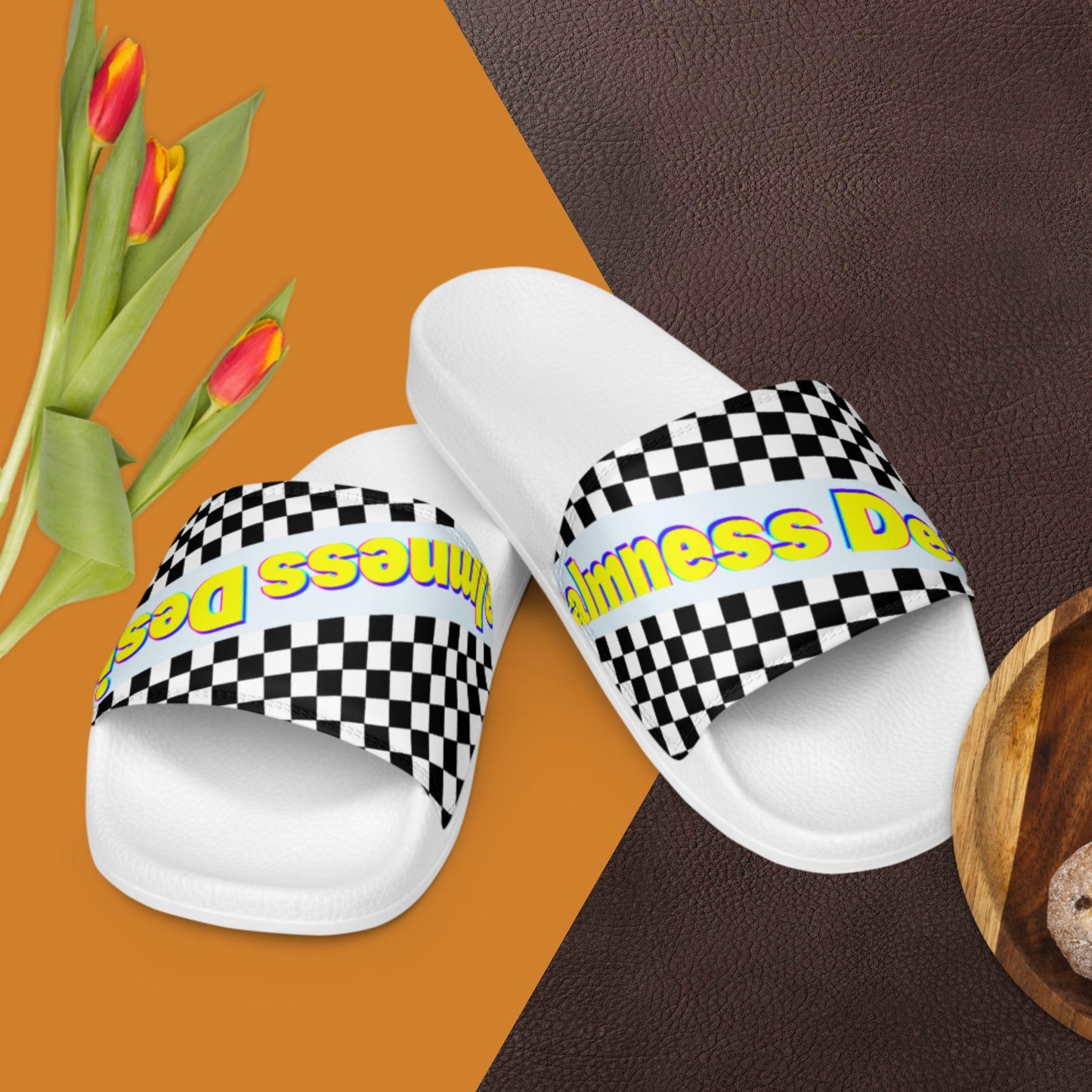 Checkered Calmness Designs, Women's slides