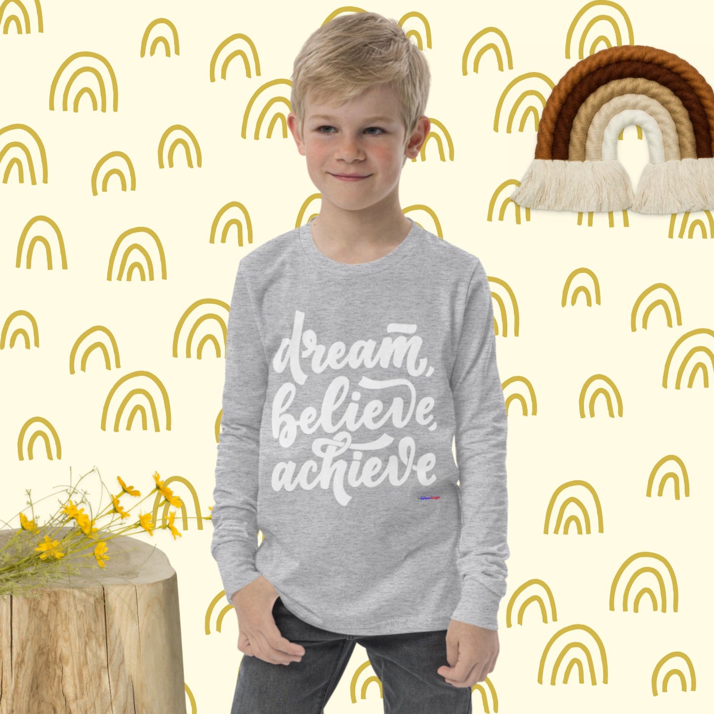 Dream, Believe, Achieve, Youth long sleeve tee