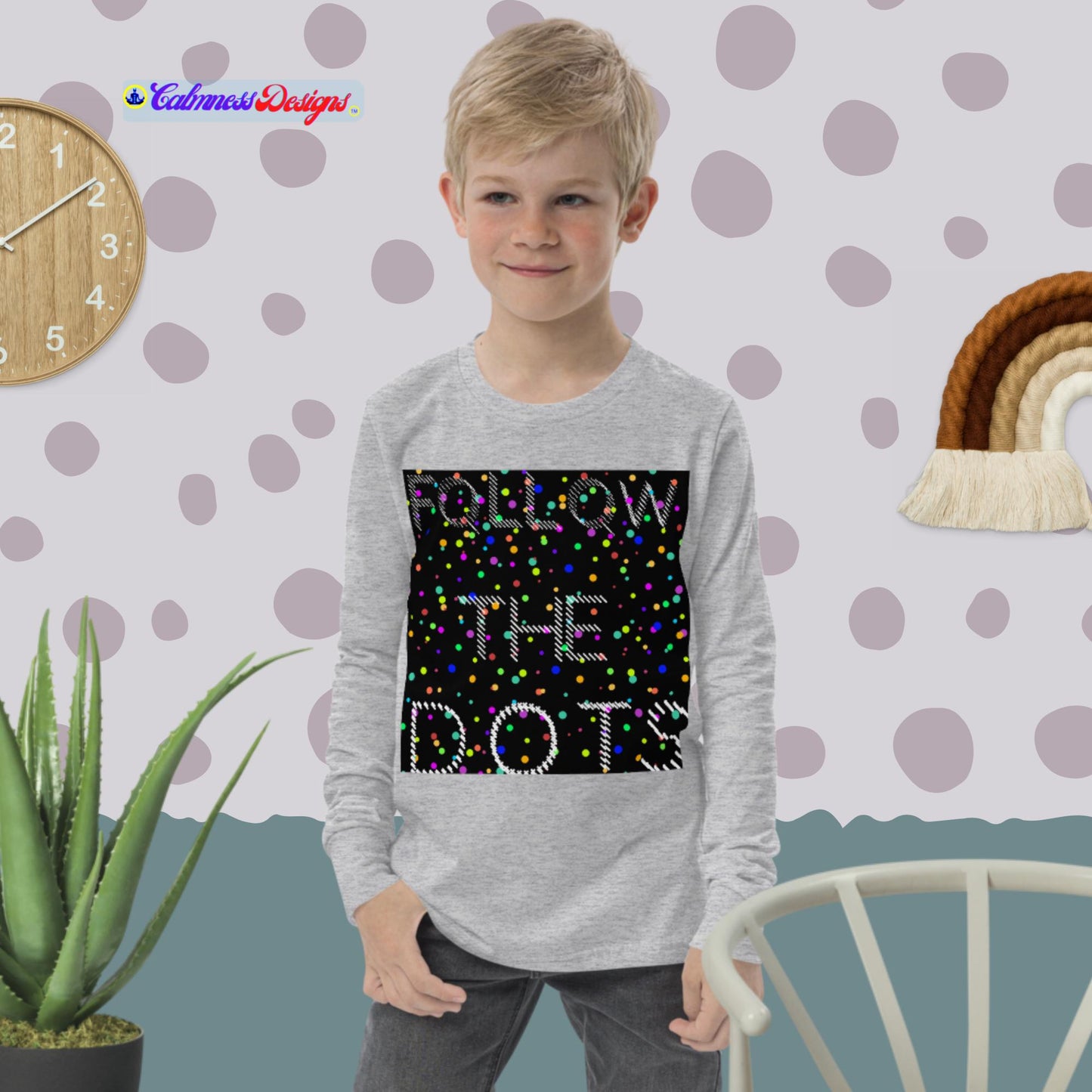 FOLLOW THE DOTS, Youth long sleeve tee