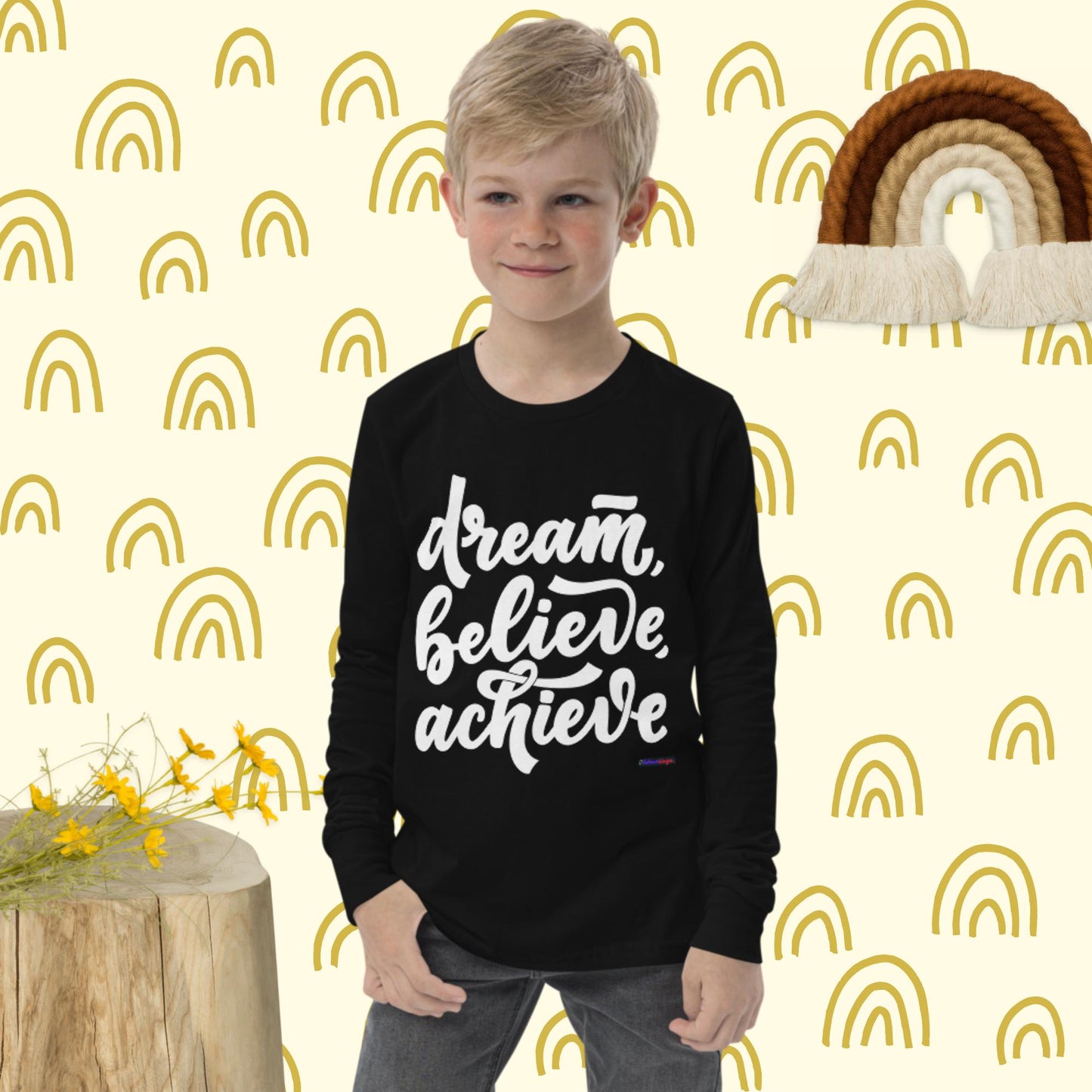 Dream, Believe, Achieve, Youth long sleeve tee