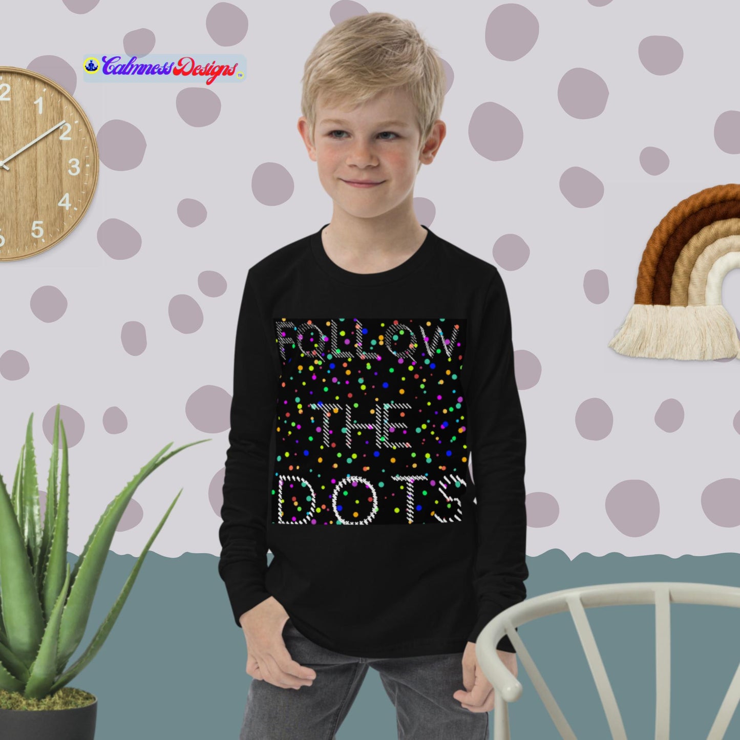 FOLLOW THE DOTS, Youth long sleeve tee