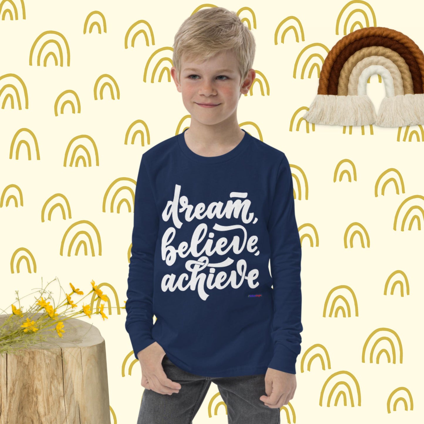 Dream, Believe, Achieve, Youth long sleeve tee