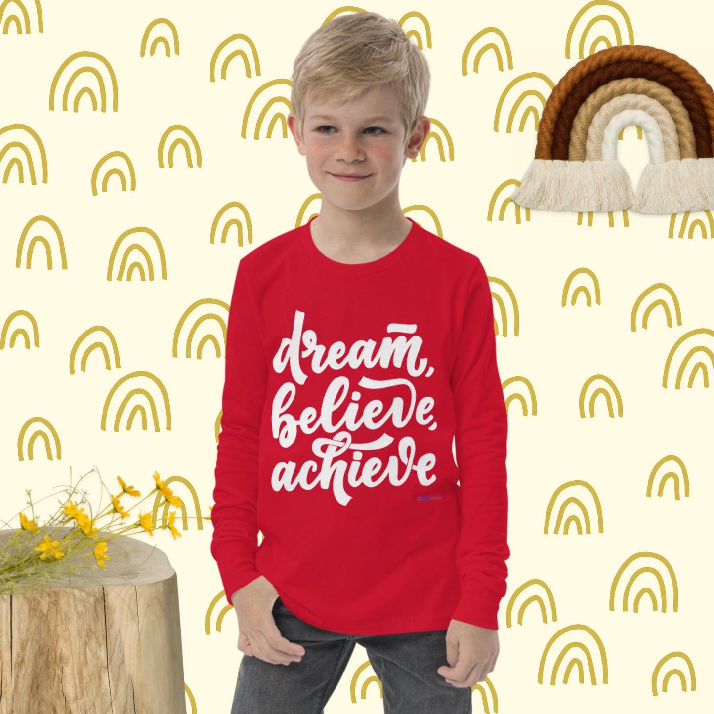 Dream, Believe, Achieve, Youth long sleeve tee