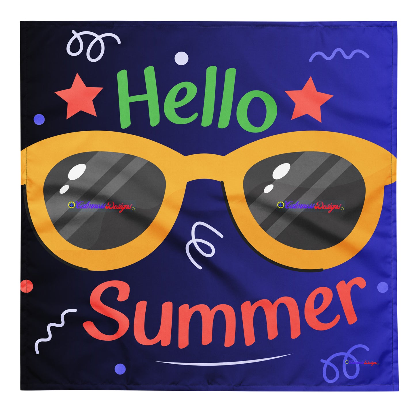 Hello Summer, Summer Vacation Sun Glasses, Stars,  CALMNESS DESIGNS,  Creative Designer's,  All-over print bandana