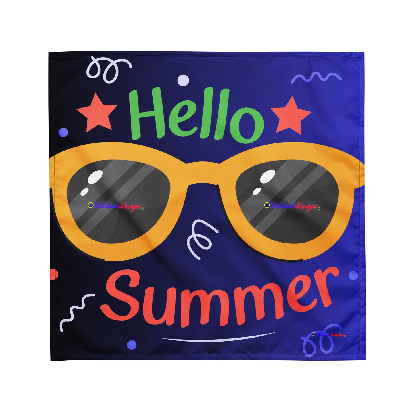 Hello Summer, Summer Vacation Sun Glasses, Stars,  CALMNESS DESIGNS,  Creative Designer's,  All-over print bandana