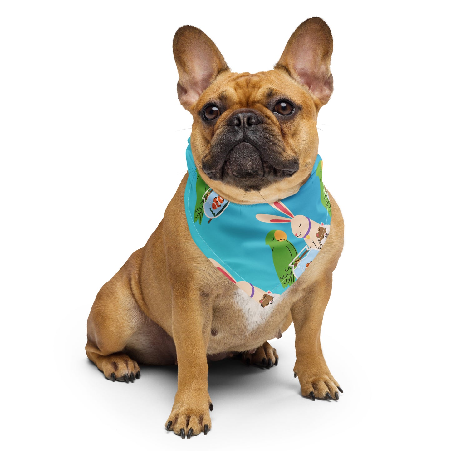 Cute-Pets, Parrots, Bunny, Fish-in-Bowl,  CALMNESS DESIGNS,  Creative Designer's,  All-over print bandana