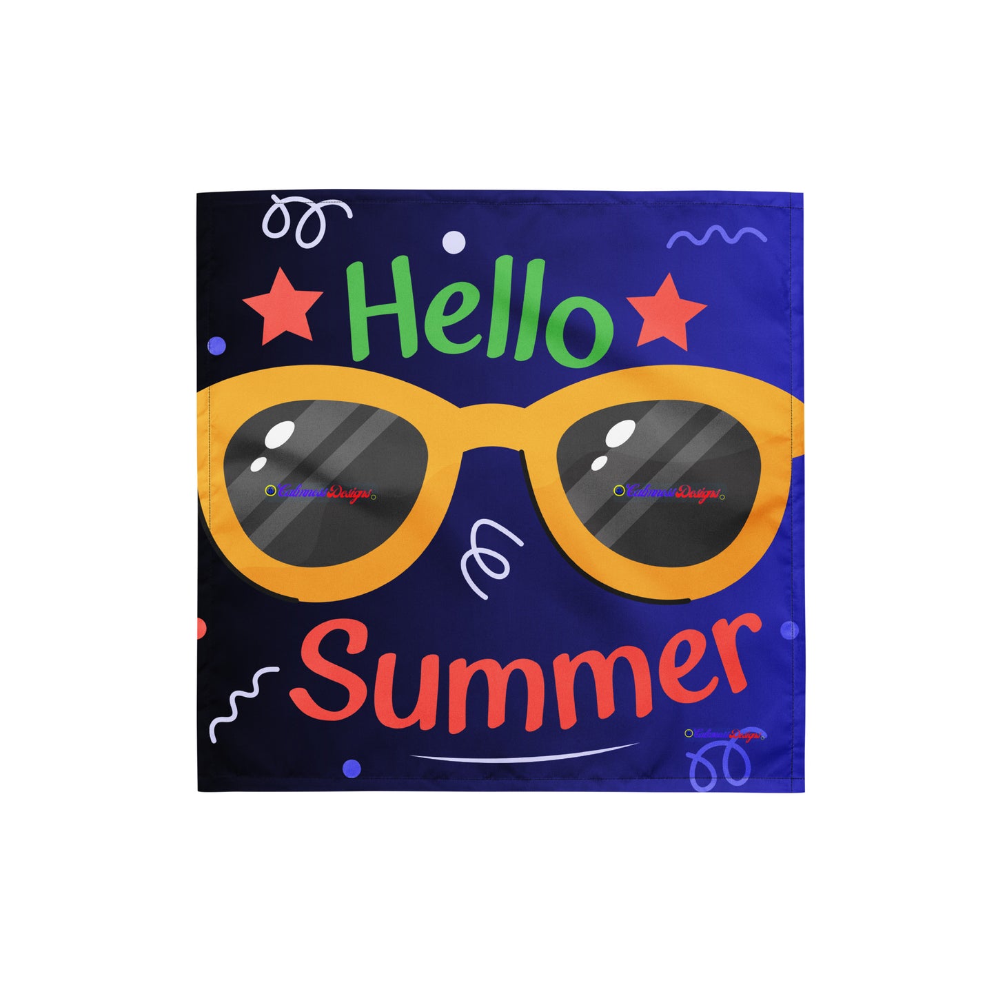 Hello Summer, Summer Vacation Sun Glasses, Stars,  CALMNESS DESIGNS,  Creative Designer's,  All-over print bandana