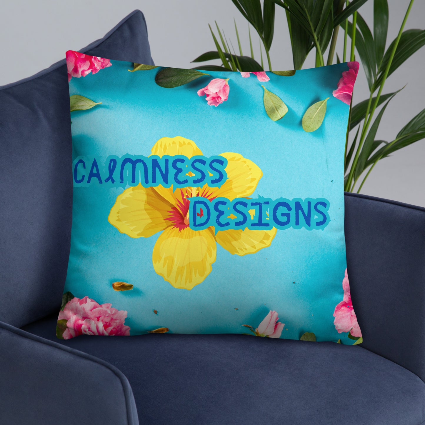 Floral Pattern with Pink Spring Flowers,  CALMNESS DESIGNS,  Creative Designer's, Basic Pillow