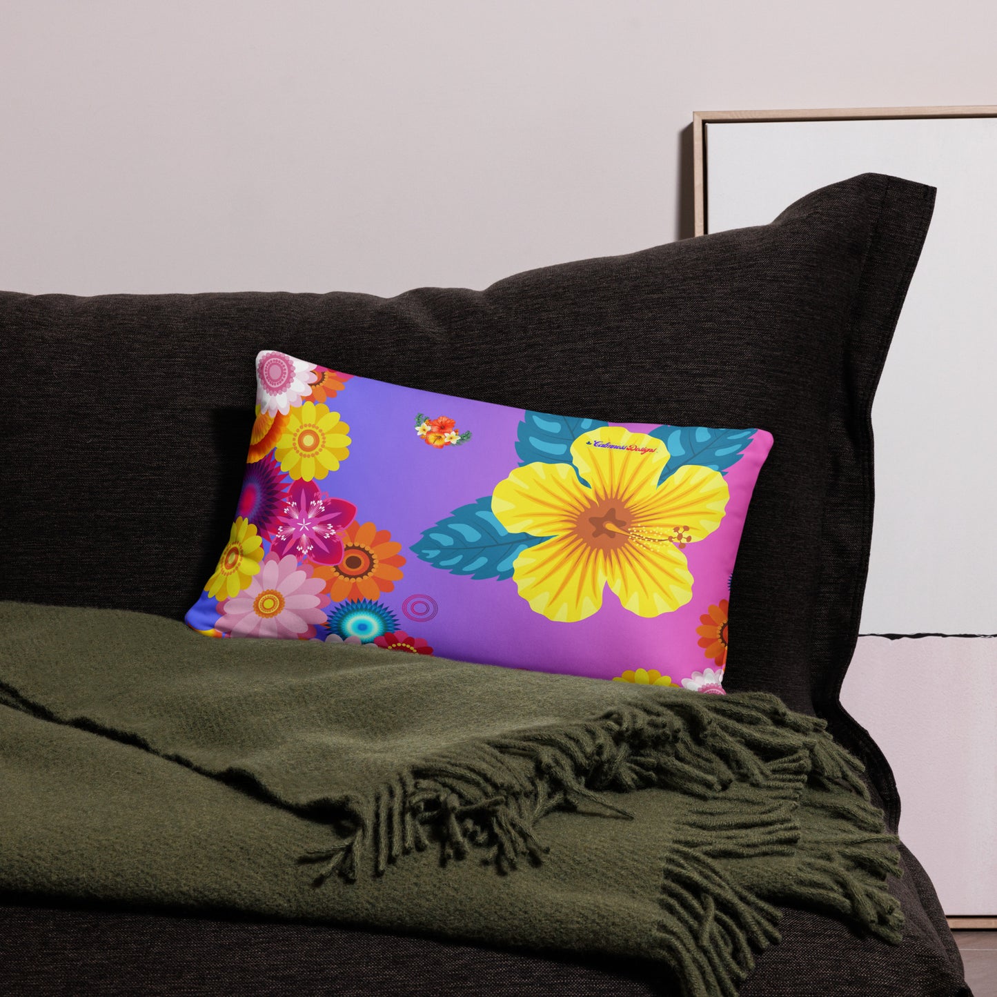 Tropical Floral with Colorful Flowers,  CALMNESS DESIGNS,  Creative Designer's,  Pillow Case