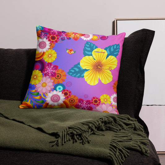 Tropical Floral with Colorful Flowers,  CALMNESS DESIGNS,  Creative Designer's,  Pillow Case