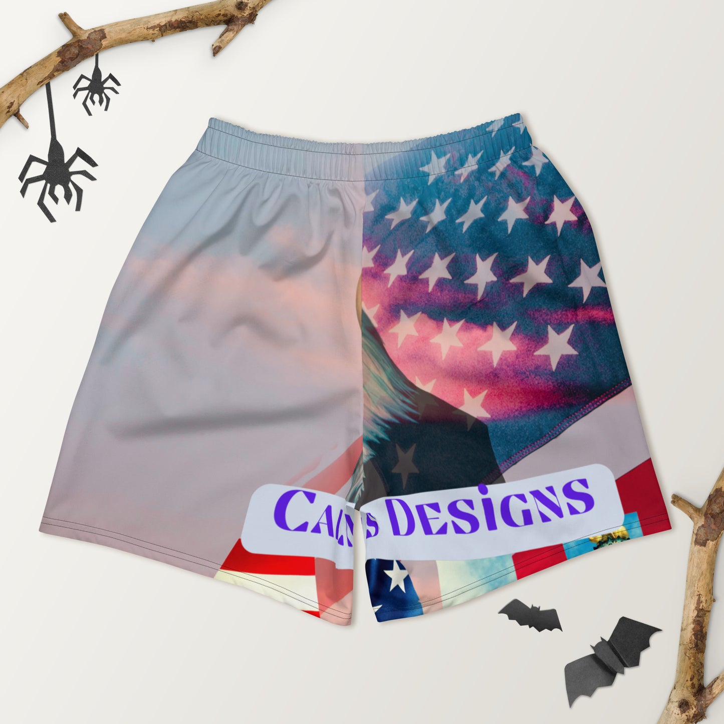 FLAG of USA, Bald Head Eagle,  Calmness Designs, Creative Designs,   Men's Recycled Athletic Shorts