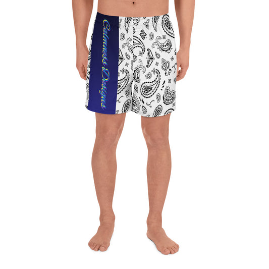 Black & White Bandana, Seamless Pattern,  Men's Recycled Athletic Shorts