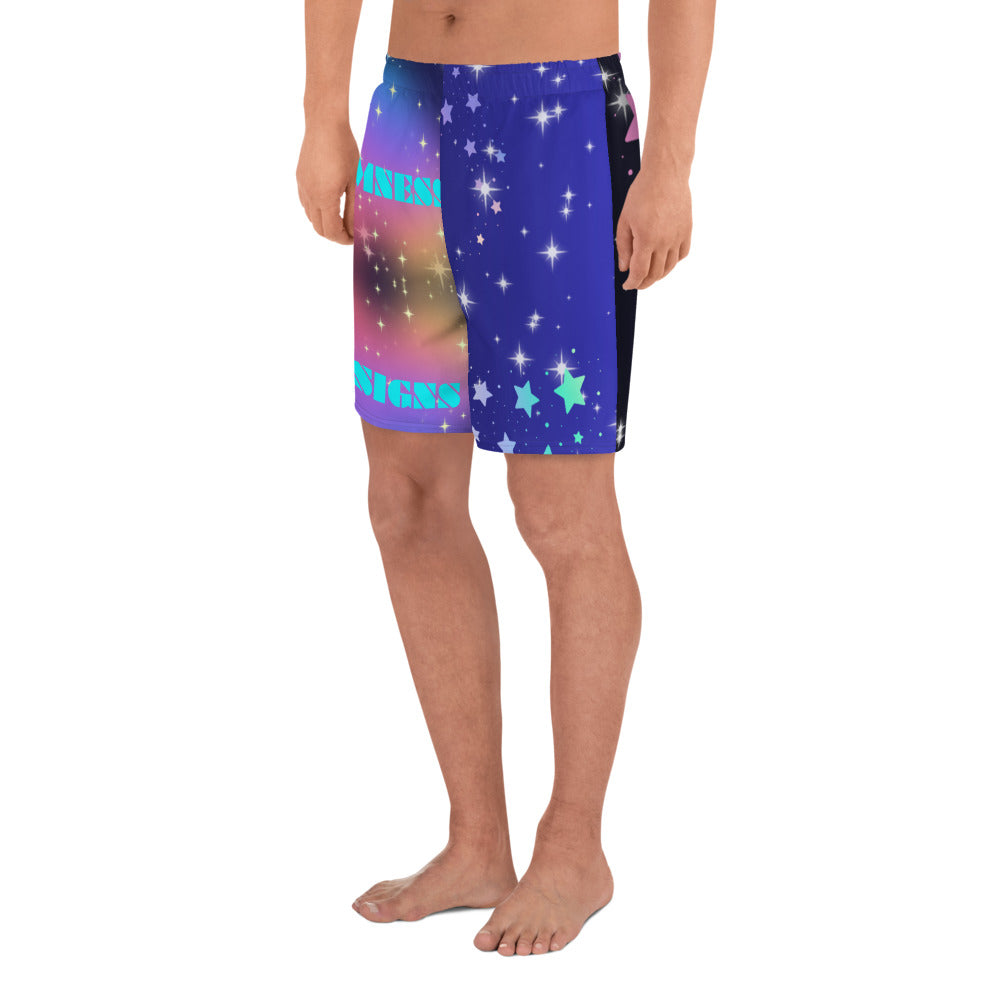 White Stars, Heart with Stars,  CALMNESS DESIGNS,  Creative Designer's,  Men's Recycled Athletic Shorts