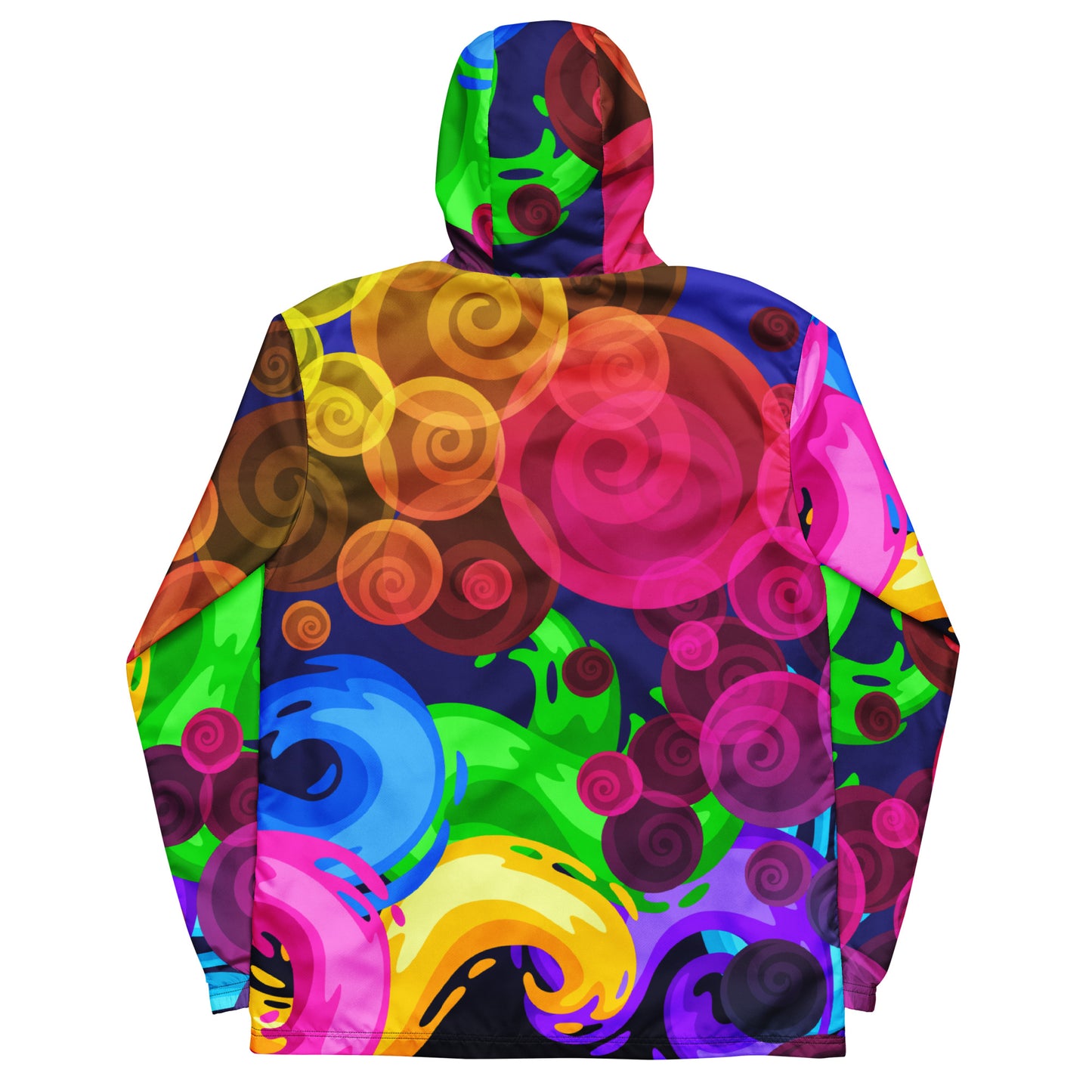 Colorful Swirls Seamless Pattern, Abstract Colorful Background,  CALMNESS DESIGNS,  Creative Designer's,  Men’s windbreaker