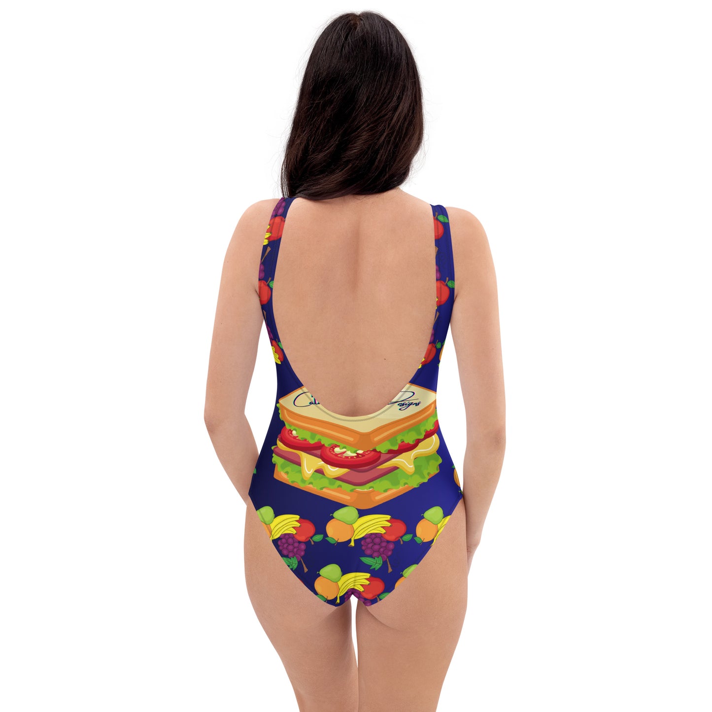 Delicious Sandwich Snack, Healthy Fruits, TIME TO EAT, CALMNESS DESIGNS,  Creative Designer's, One-Piece Swimsuit