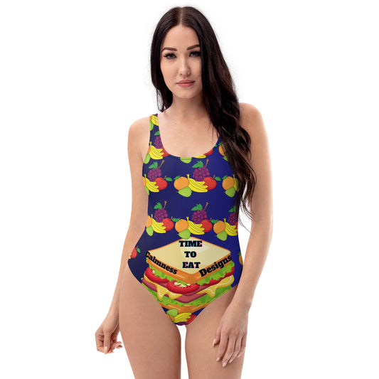 Delicious Sandwich Snack, Healthy Fruits, TIME TO EAT, CALMNESS DESIGNS,  Creative Designer's, One-Piece Swimsuit