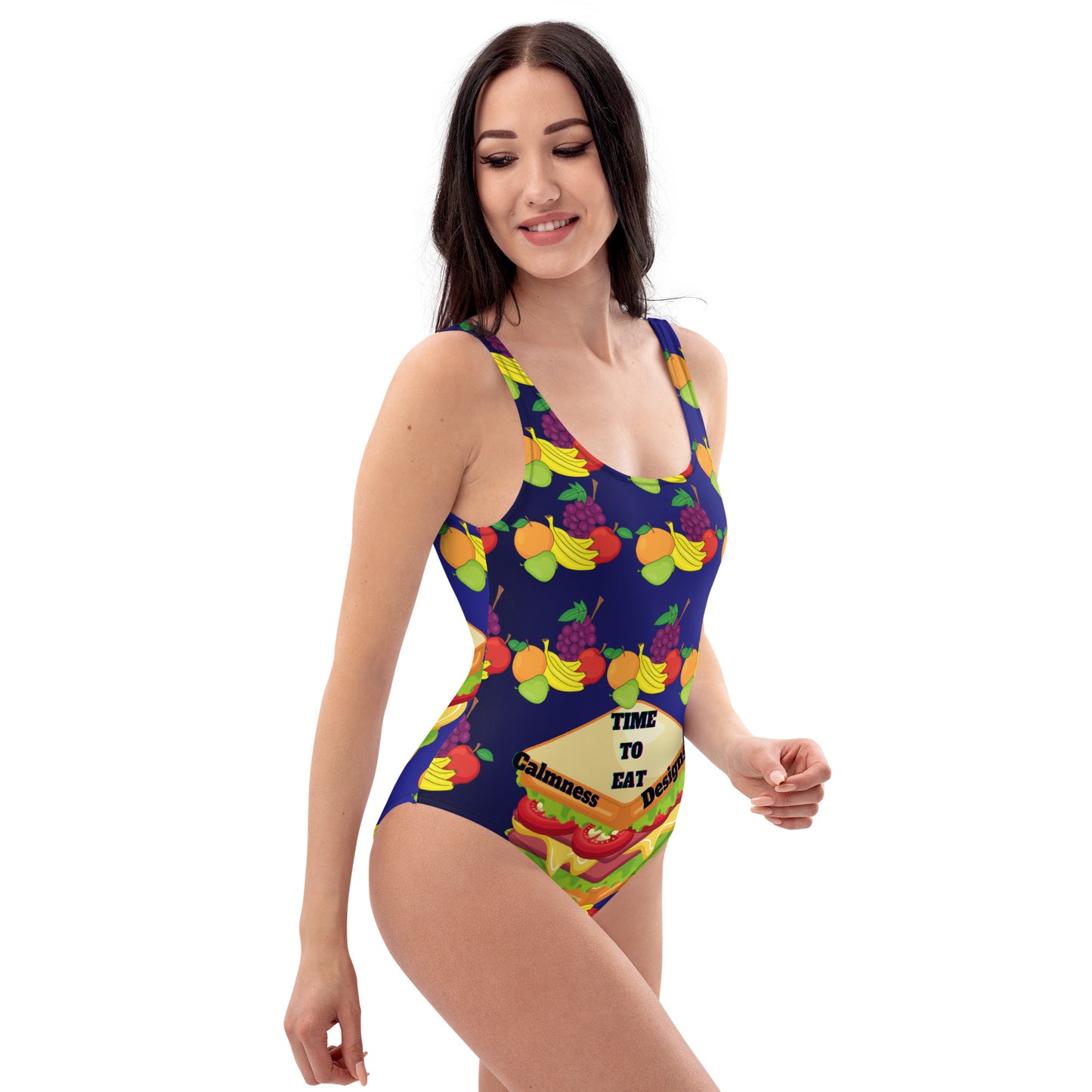 Delicious Sandwich Snack, Healthy Fruits, TIME TO EAT, CALMNESS DESIGNS,  Creative Designer's, One-Piece Swimsuit