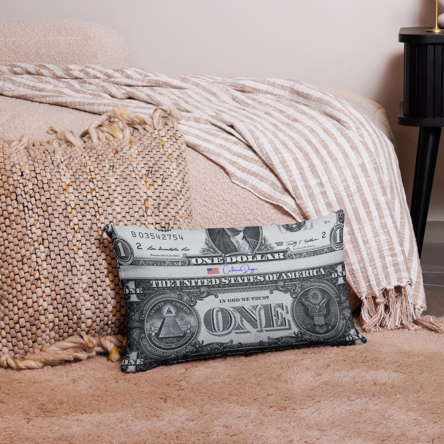 UUS Dollar Bill, Us President On American Dollar Bill  Premium Pillow