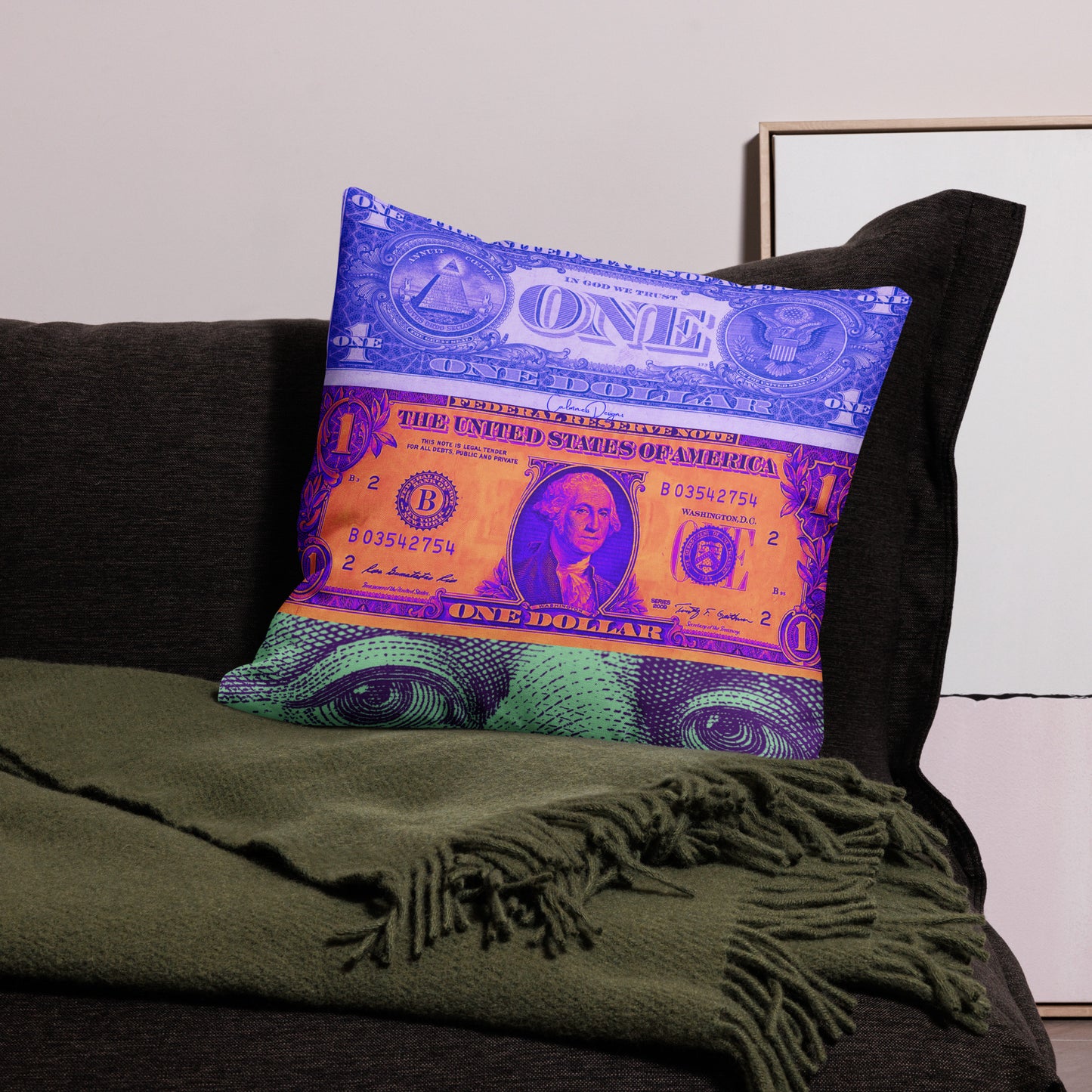 US Dollar Bill, Us President On American Dollar Bill   Premium Pillow